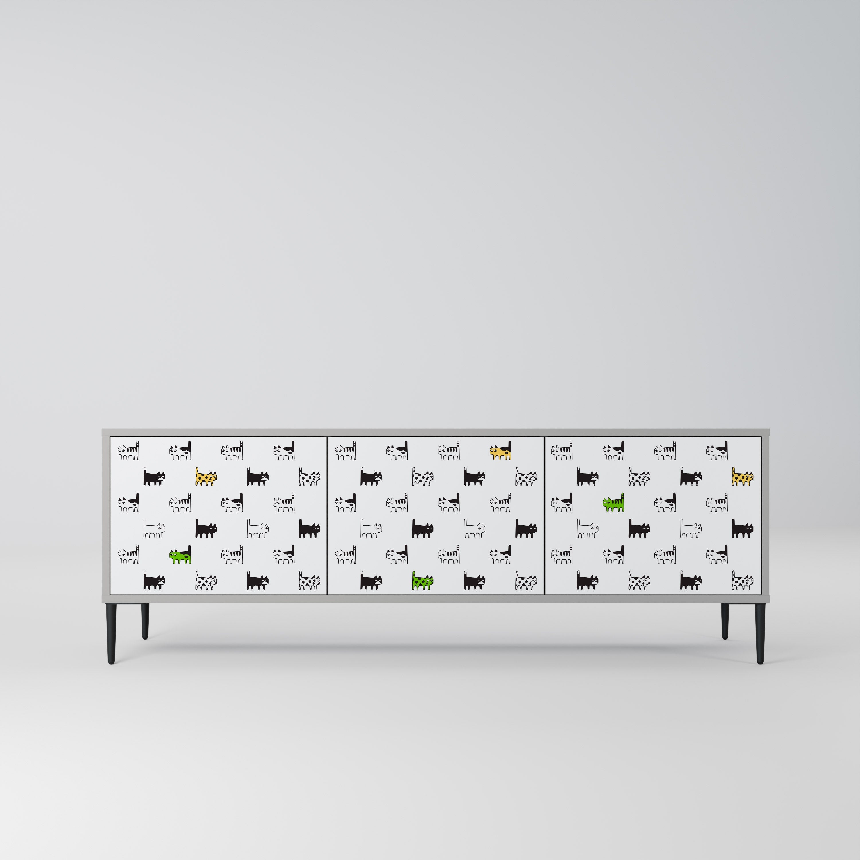 CATS COMPILATION Móvel de TV com 3 Portas em Acabamento Cinzento