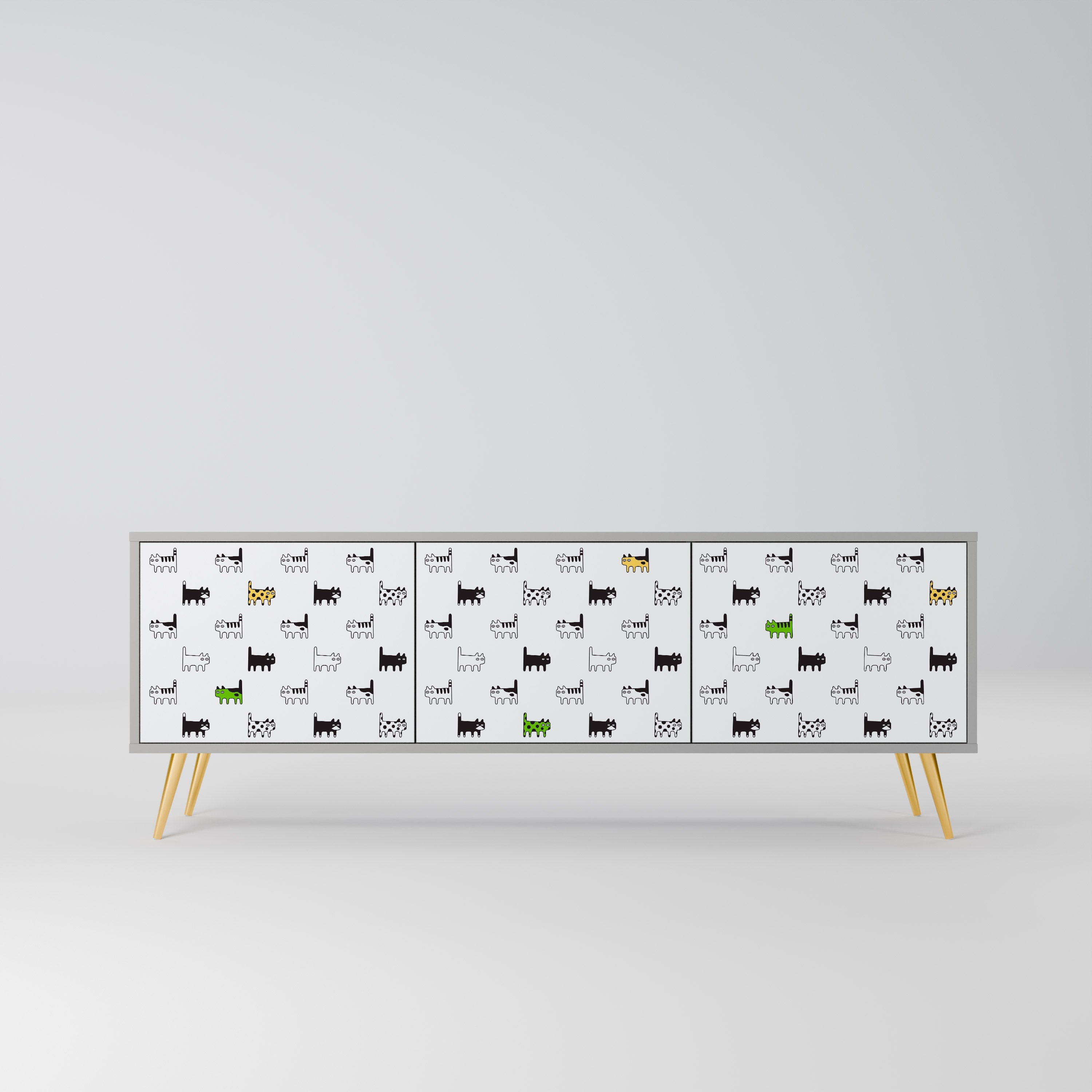 CATS COMPILATION Móvel de TV com 3 Portas em Acabamento Cinzento