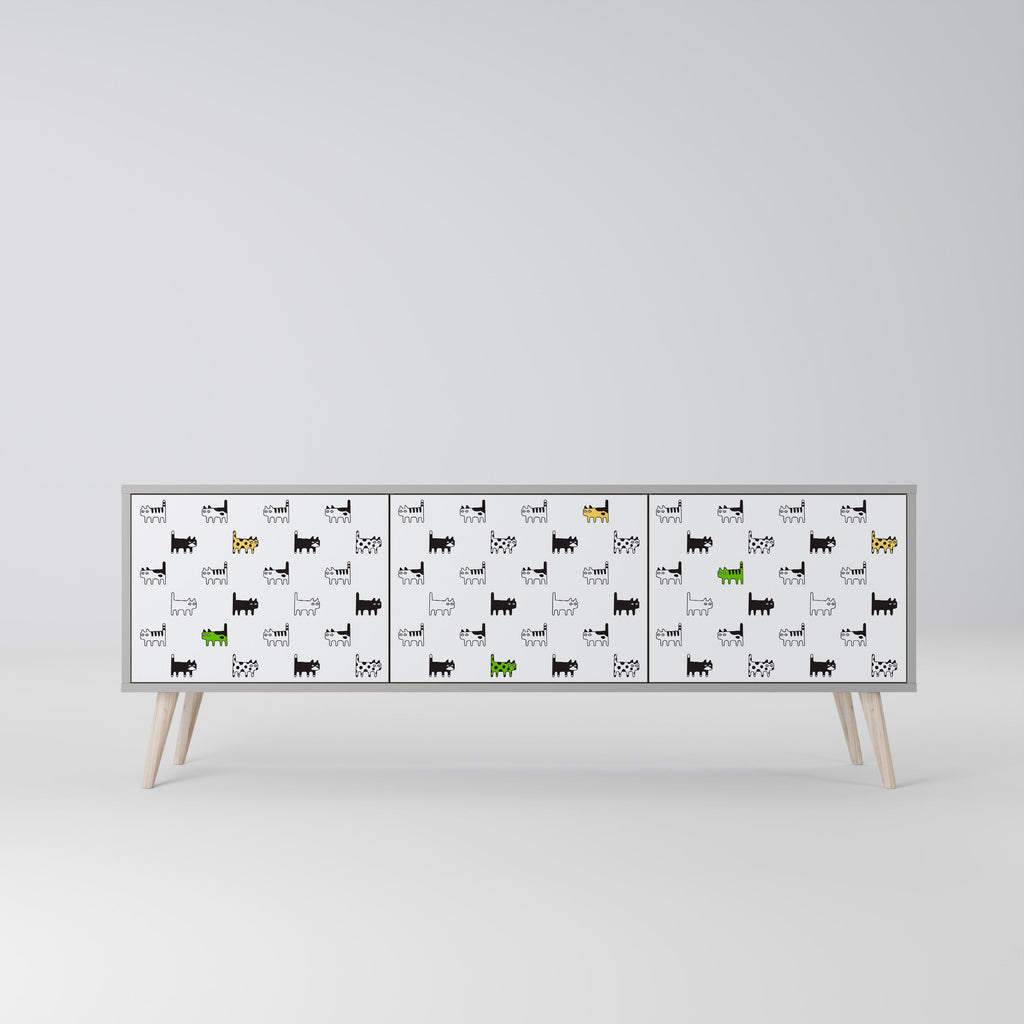 CATS COMPILATION Móvel de TV com 3 Portas em Acabamento Cinzento