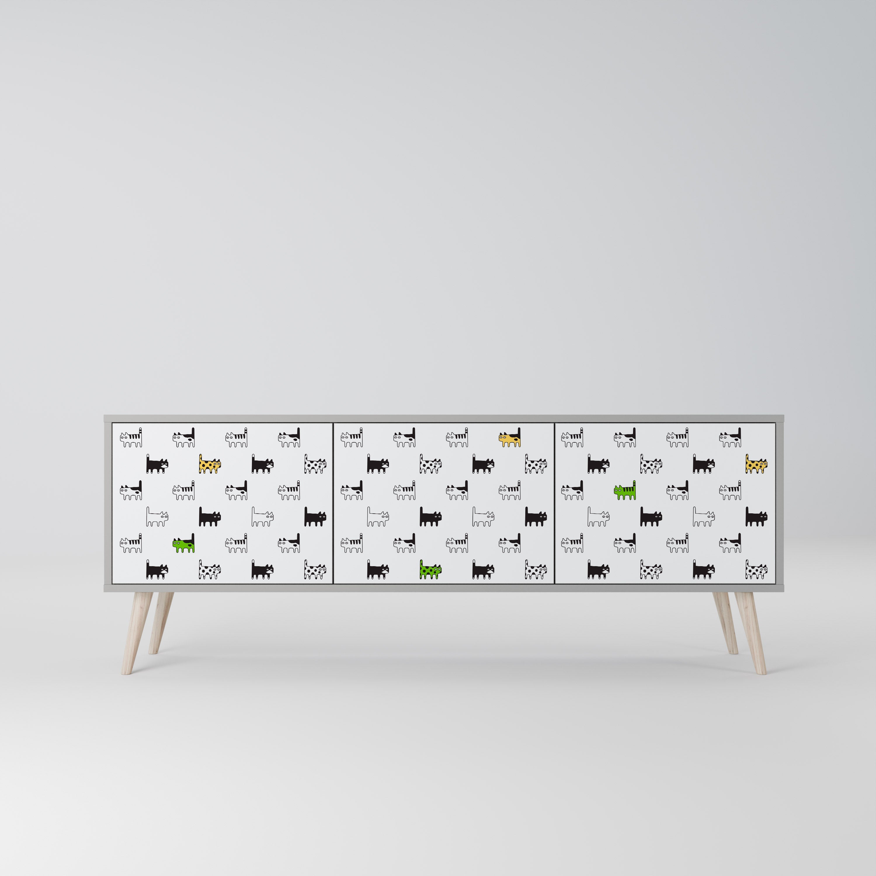 CATS COMPILATION Móvel de TV com 3 Portas em Acabamento Cinzento