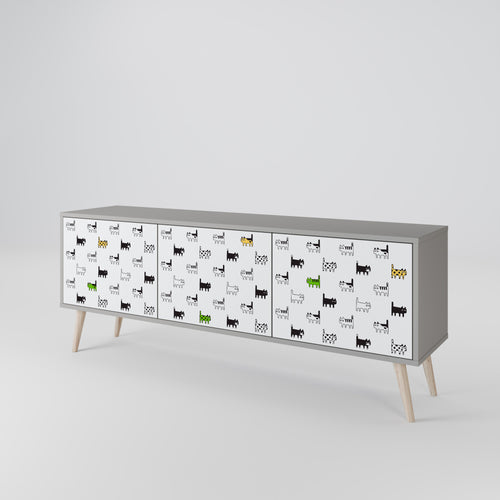 CATS COMPILATION Móvel de TV com 3 Portas em Acabamento Cinzento