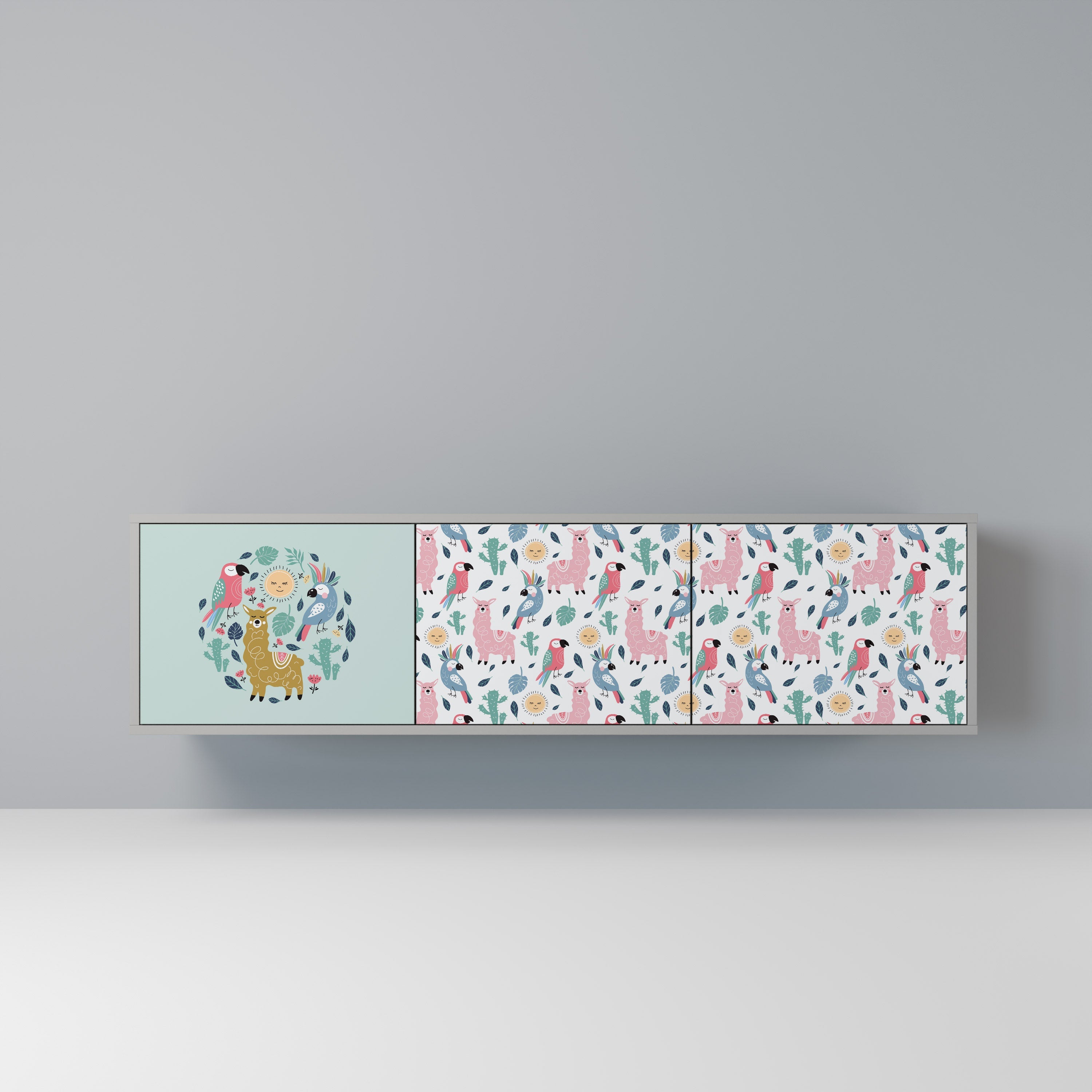 COLORFUL ALPACAS Móvel de TV com 3 Portas em Acabamento Cinzento