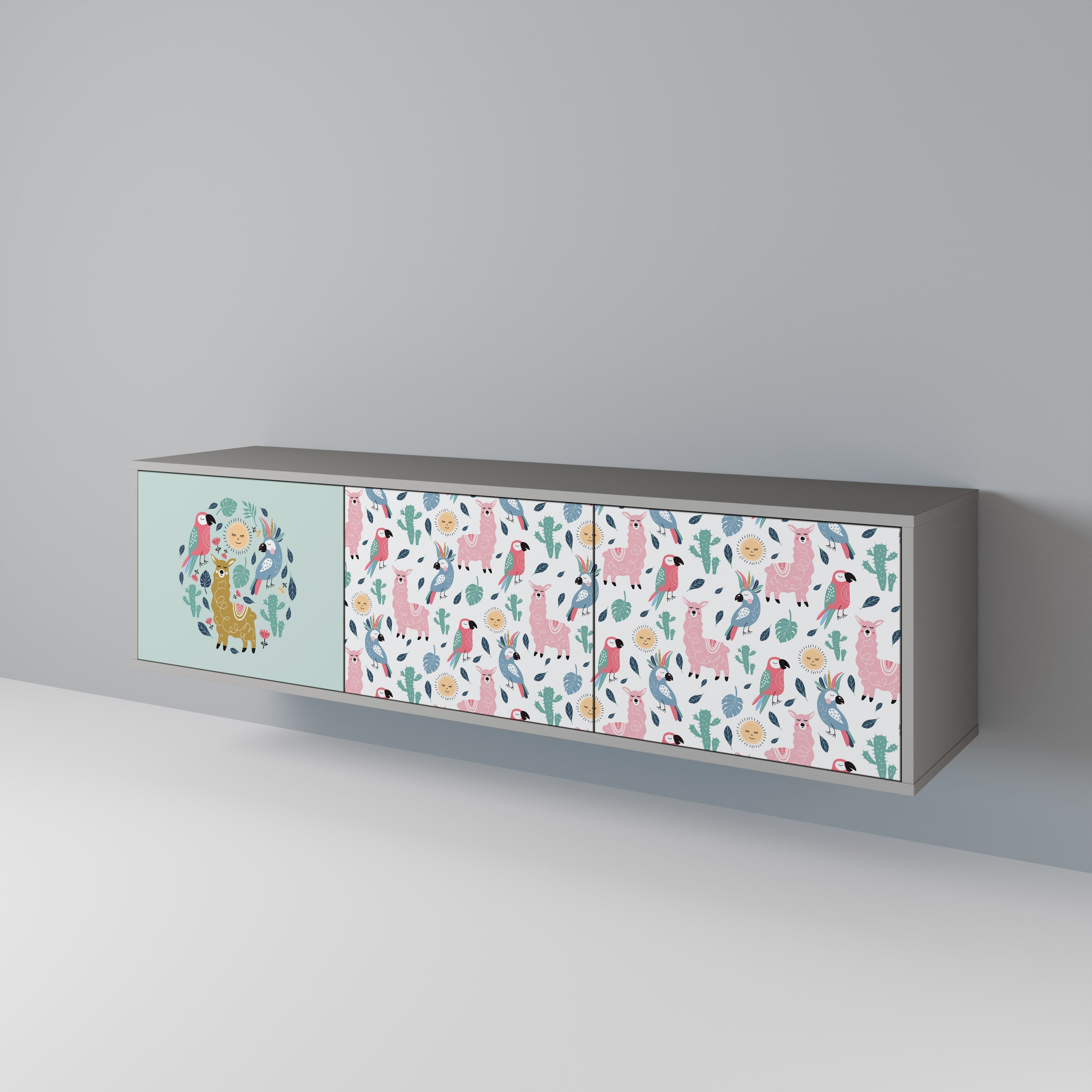 COLORFUL ALPACAS Móvel de TV com 3 Portas em Acabamento Cinzento