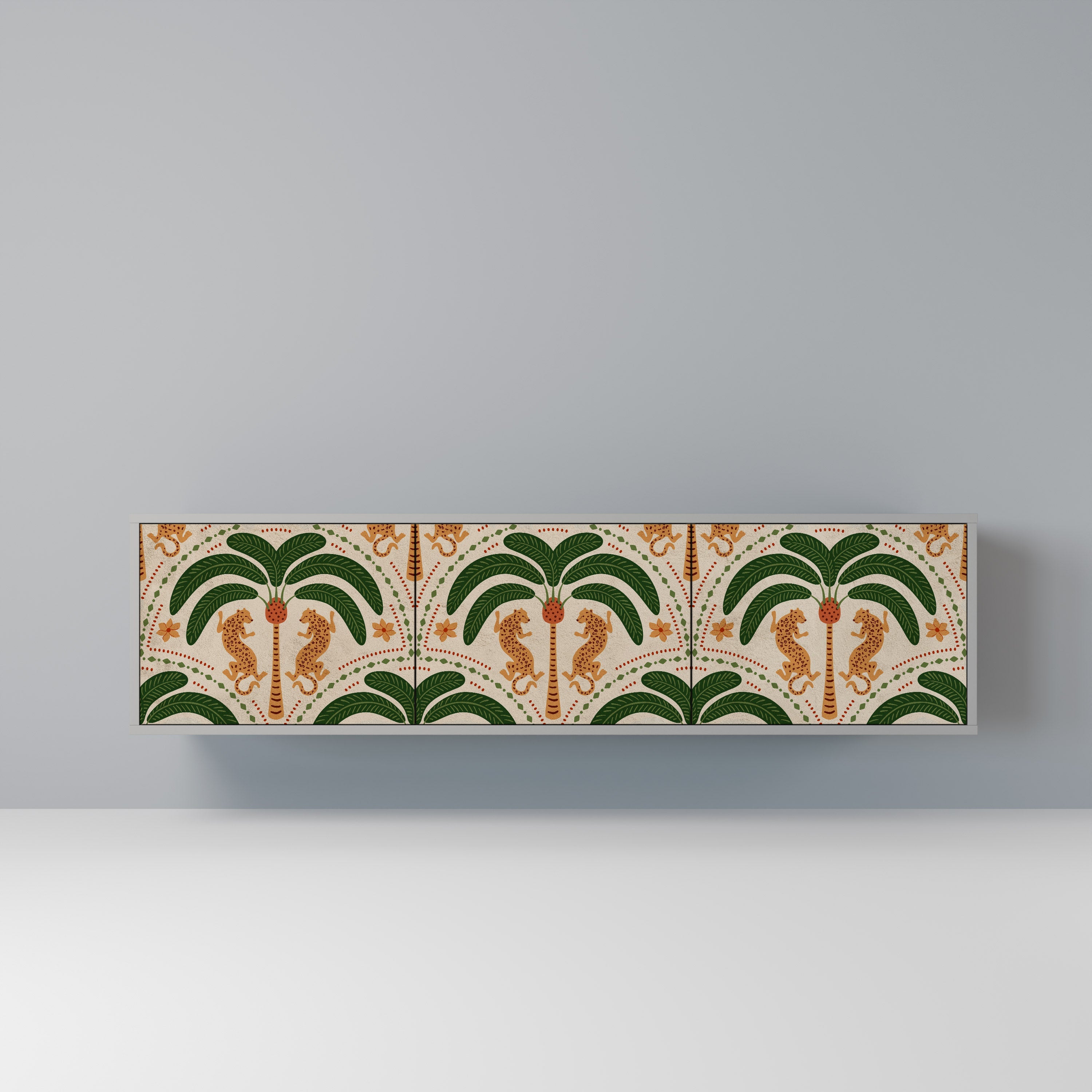 DANCING PREDATORS Móvel de TV com 3 Portas em Acabamento Cinzento