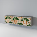 DANCING PREDATORS 3-Door TV Stand in Grey Finish