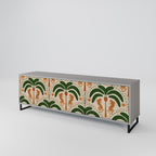 DANCING PREDATORS 3-Door TV Stand in Grey Finish