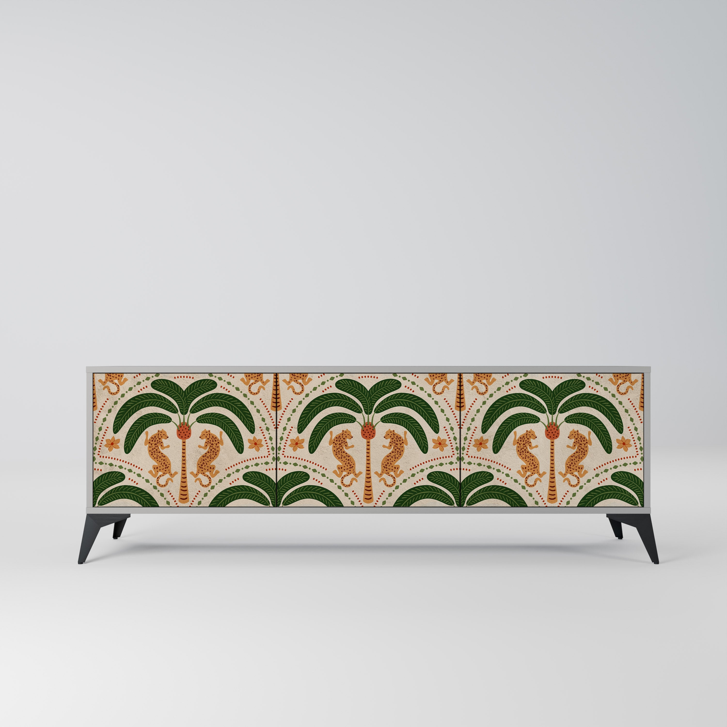 DANCING PREDATORS Móvel de TV com 3 Portas em Acabamento Cinzento