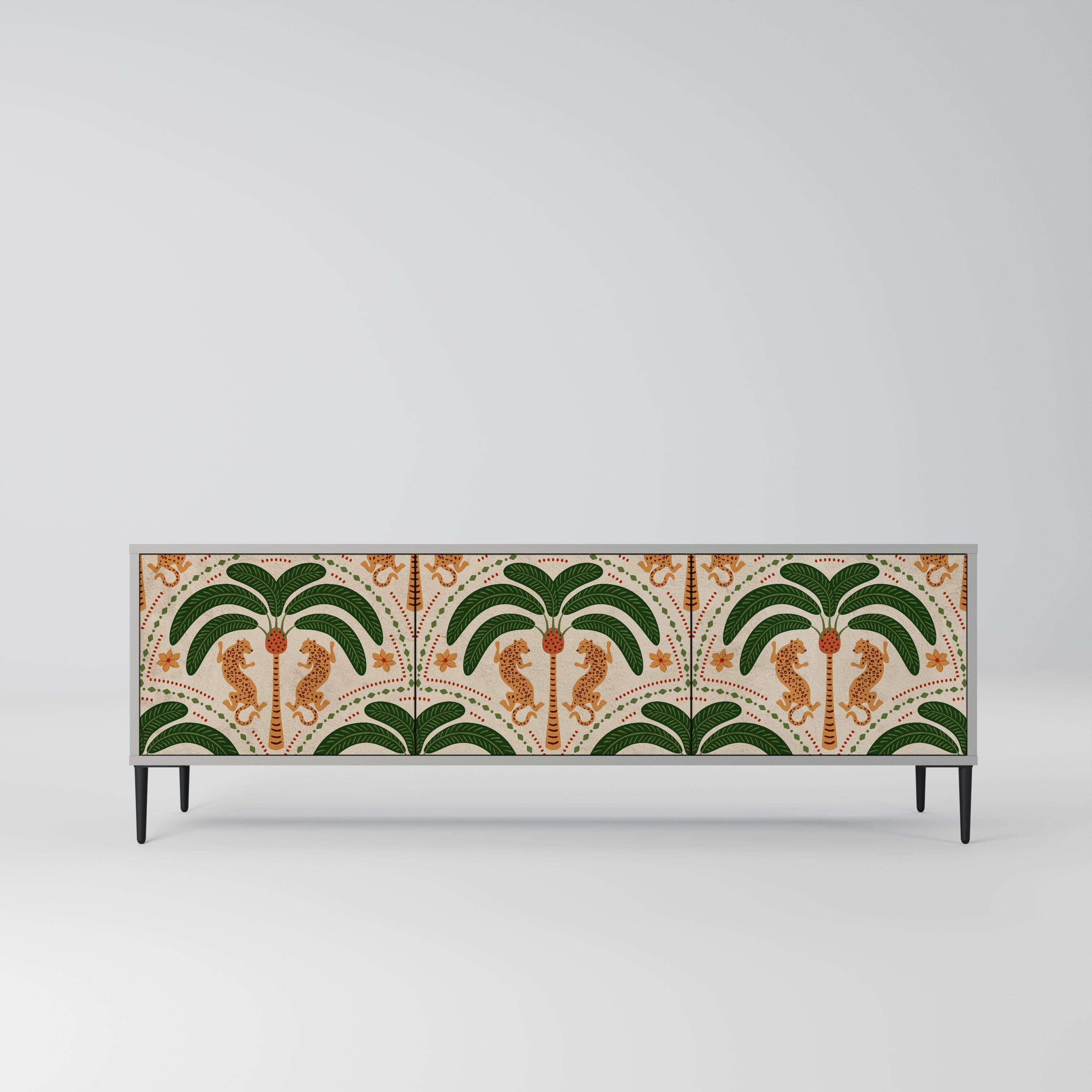 DANCING PREDATORS Móvel de TV com 3 Portas em Acabamento Cinzento