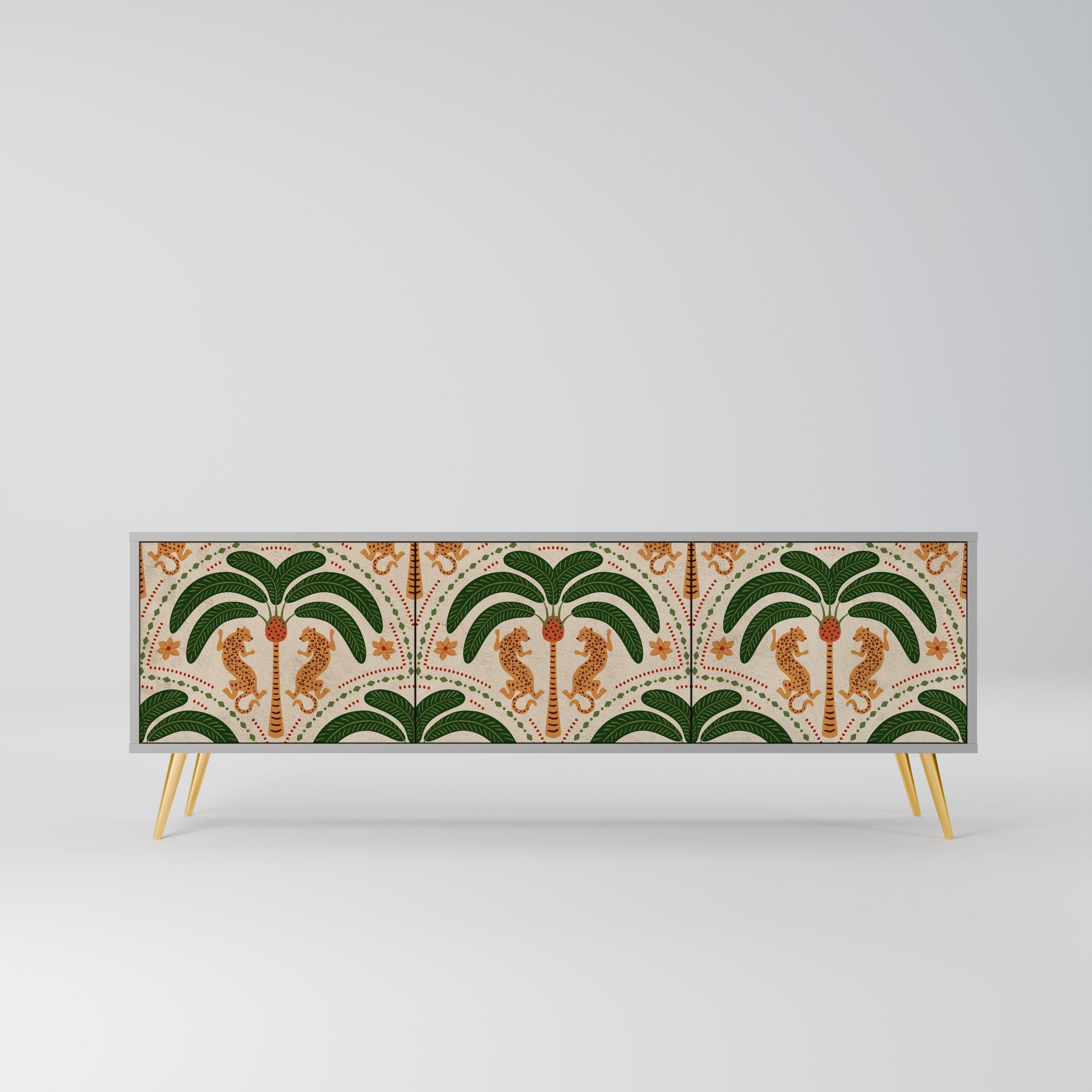 DANCING PREDATORS Móvel de TV com 3 Portas em Acabamento Cinzento