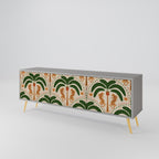 DANCING PREDATORS 3-Door TV Stand in Grey Finish