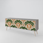 DANCING PREDATORS 3-Door TV Stand in Grey Finish