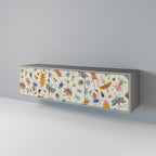 COLORFUL INSECTS Móvel de TV com 3 Portas em Acabamento Cinzento