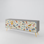 COLORFUL INSECTS Móvel de TV com 3 Portas em Acabamento Cinzento