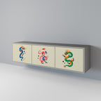 MYTHOLOGICAL CREATURES Móvel de TV com 3 Portas em Acabamento Cinzento