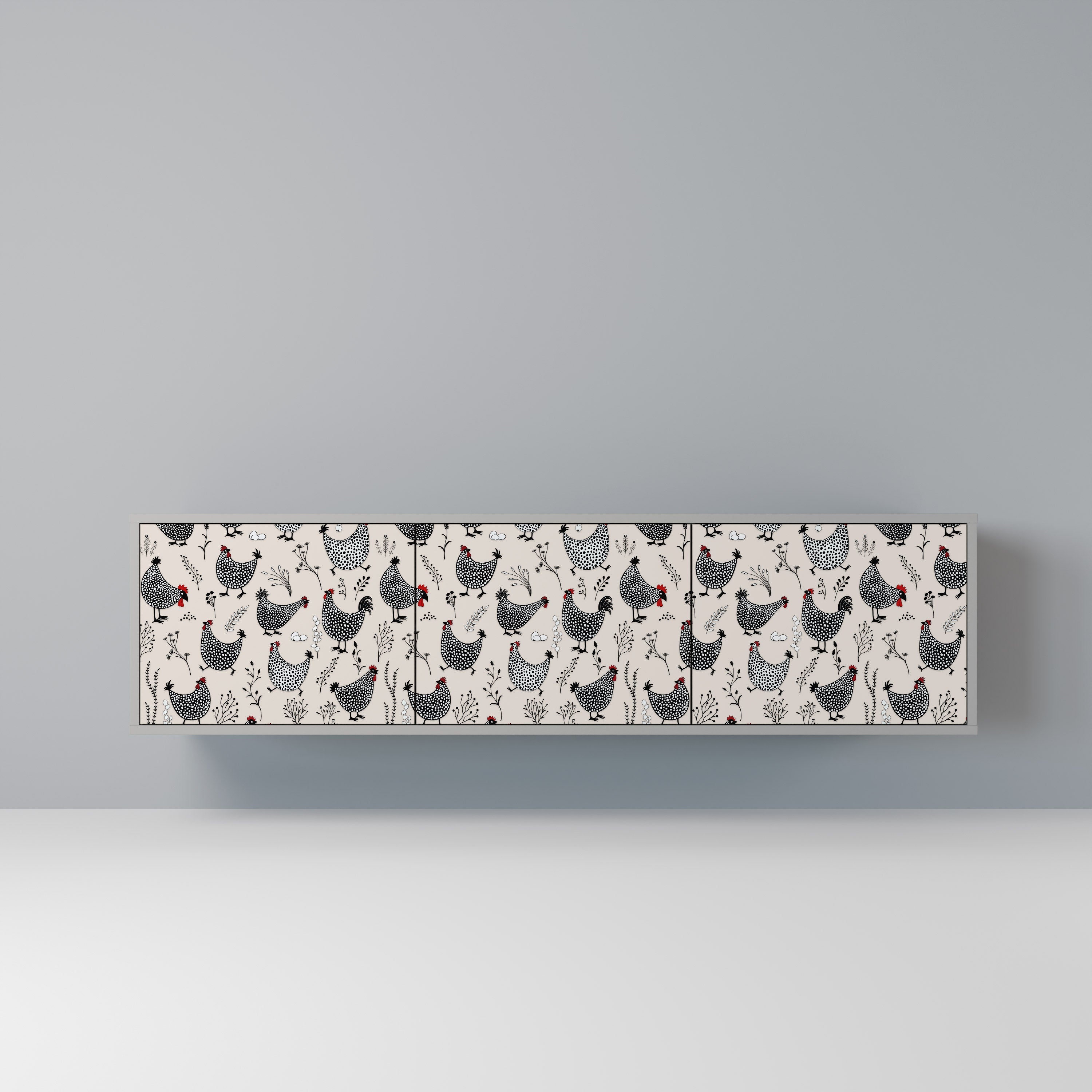 HAPPY HENS Móvel de TV com 3 Portas em Acabamento Cinzento