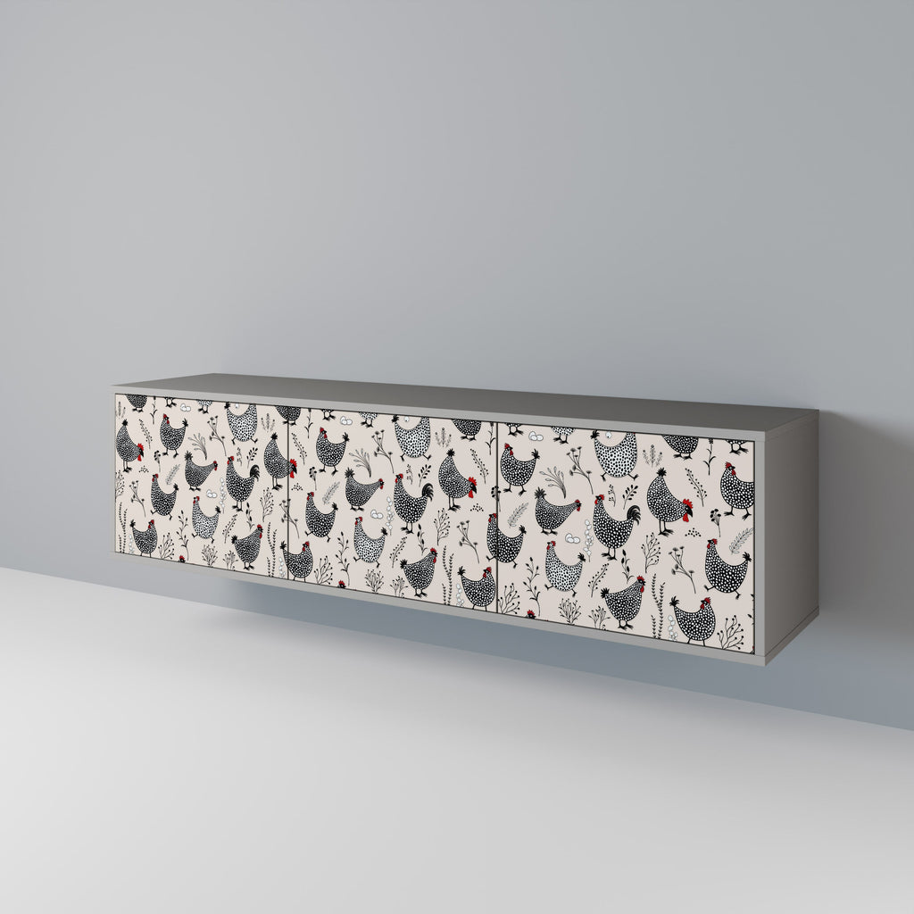 HAPPY HENS Móvel de TV com 3 Portas em Acabamento Cinzento