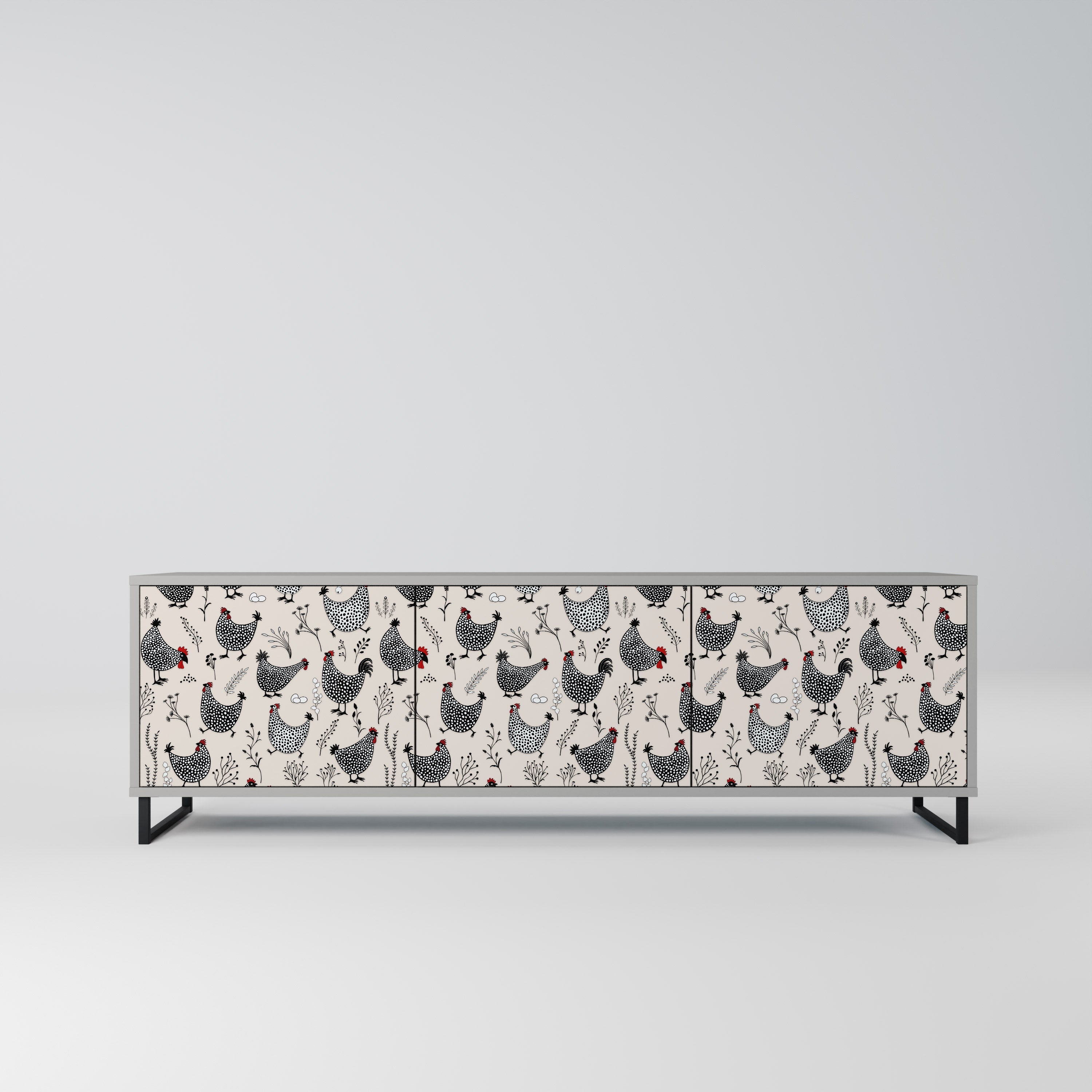 HAPPY HENS Móvel de TV com 3 Portas em Acabamento Cinzento