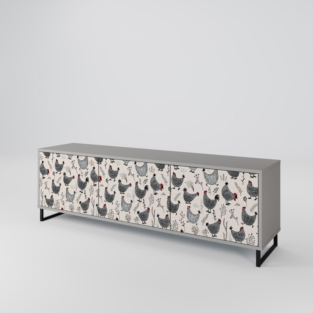 HAPPY HENS Móvel de TV com 3 Portas em Acabamento Cinzento