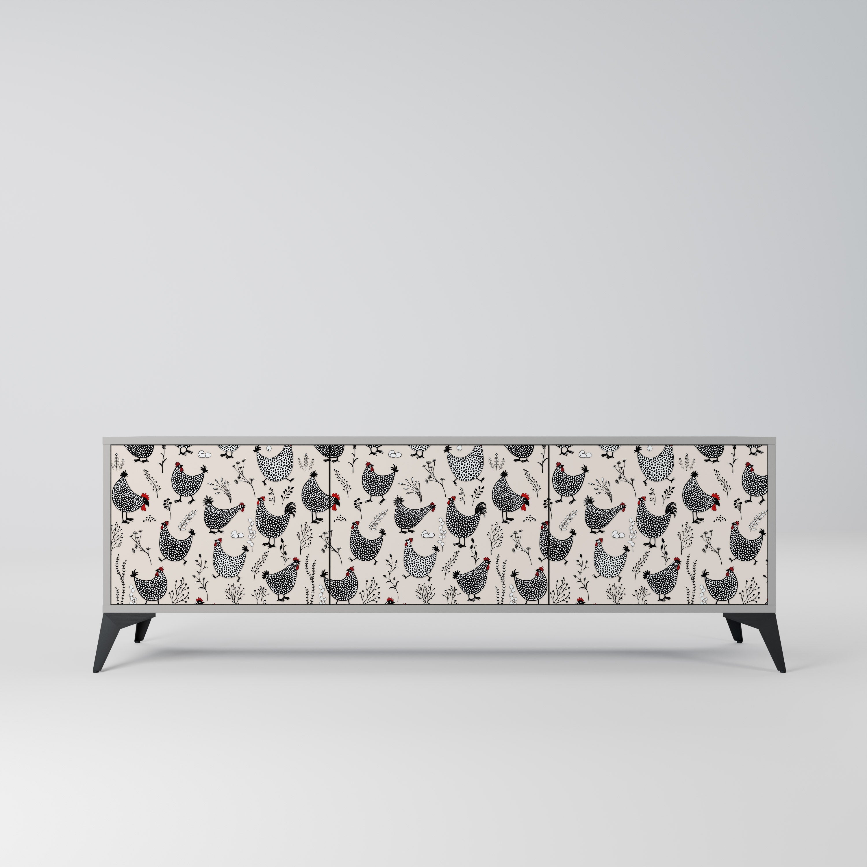 HAPPY HENS Móvel de TV com 3 Portas em Acabamento Cinzento