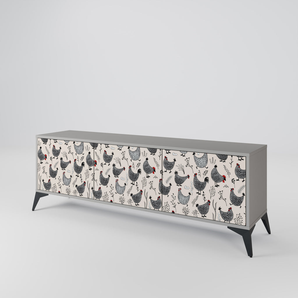 HAPPY HENS Móvel de TV com 3 Portas em Acabamento Cinzento