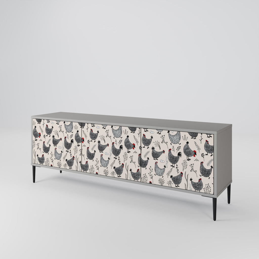 HAPPY HENS Móvel de TV com 3 Portas em Acabamento Cinzento