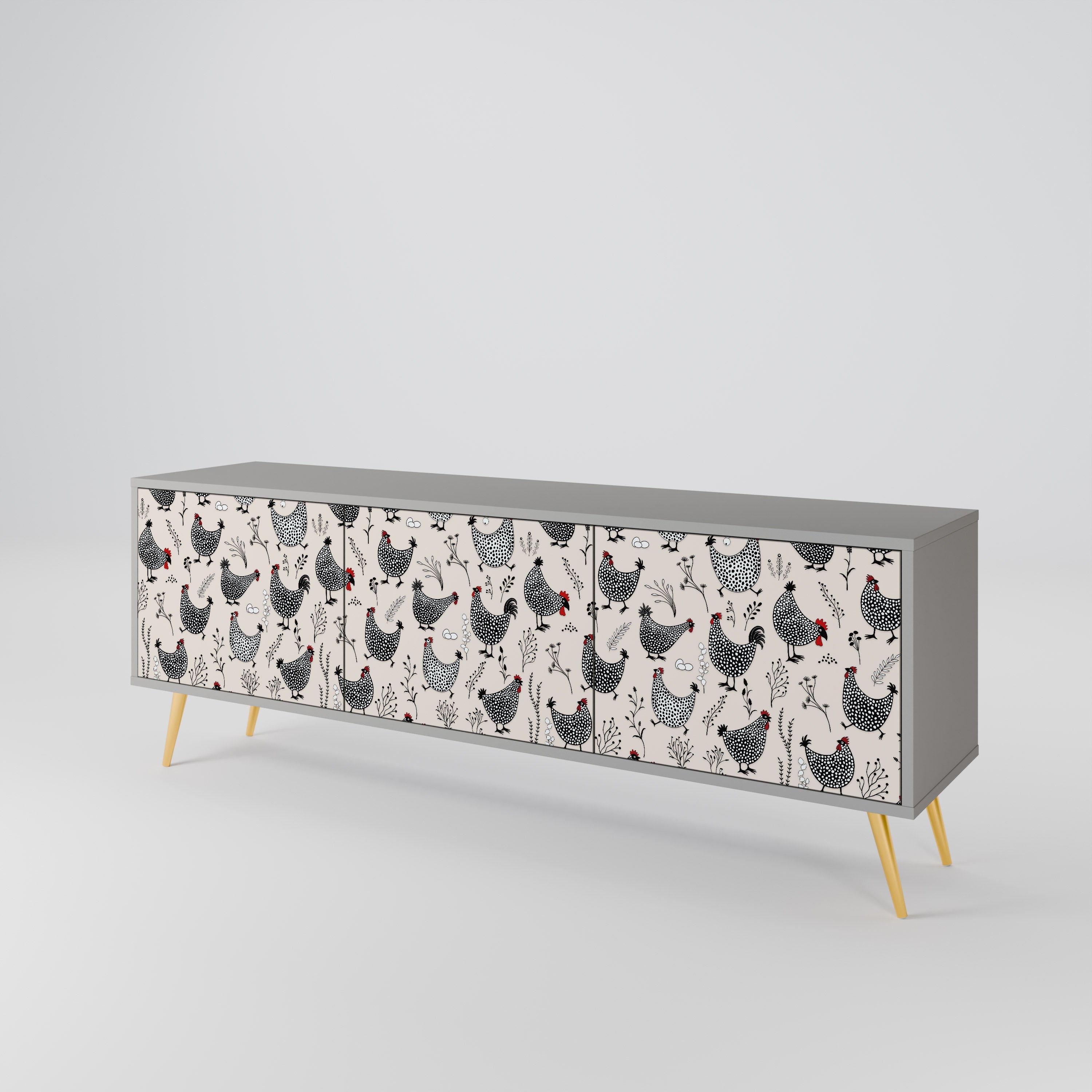 HAPPY HENS Móvel de TV com 3 Portas em Acabamento Cinzento