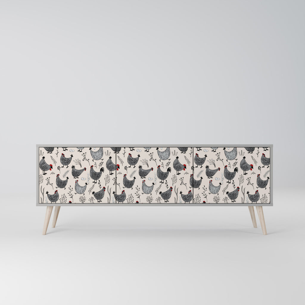 HAPPY HENS Móvel de TV com 3 Portas em Acabamento Cinzento