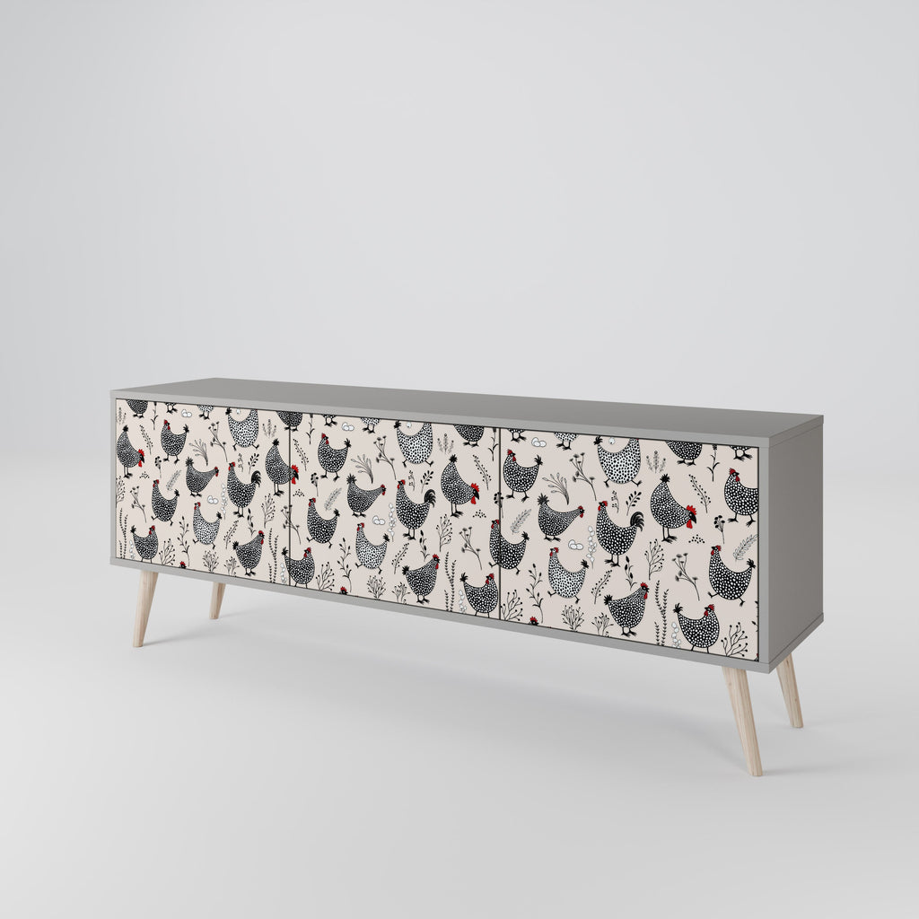 HAPPY HENS Móvel de TV com 3 Portas em Acabamento Cinzento