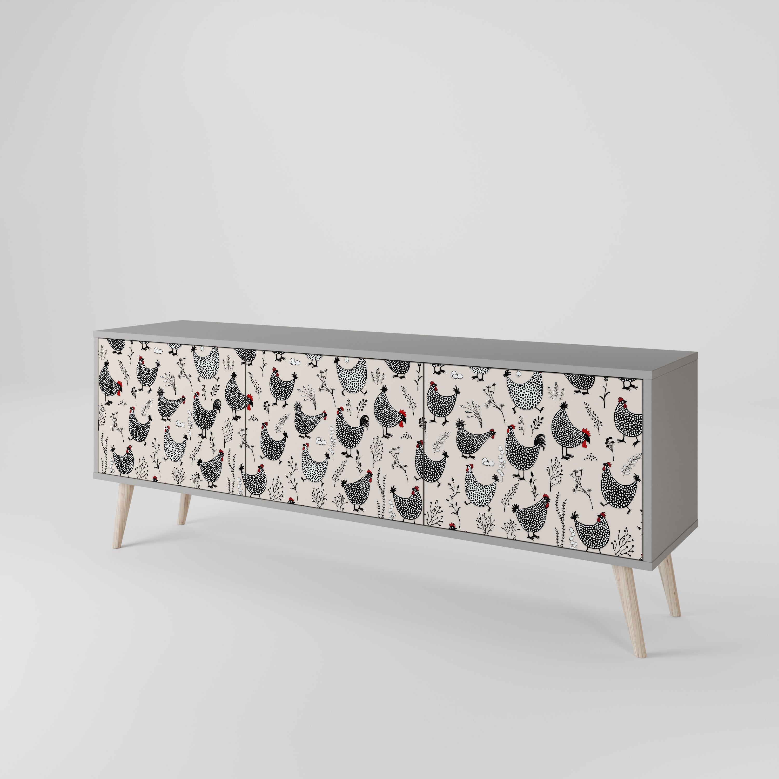 HAPPY HENS Móvel de TV com 3 Portas em Acabamento Cinzento