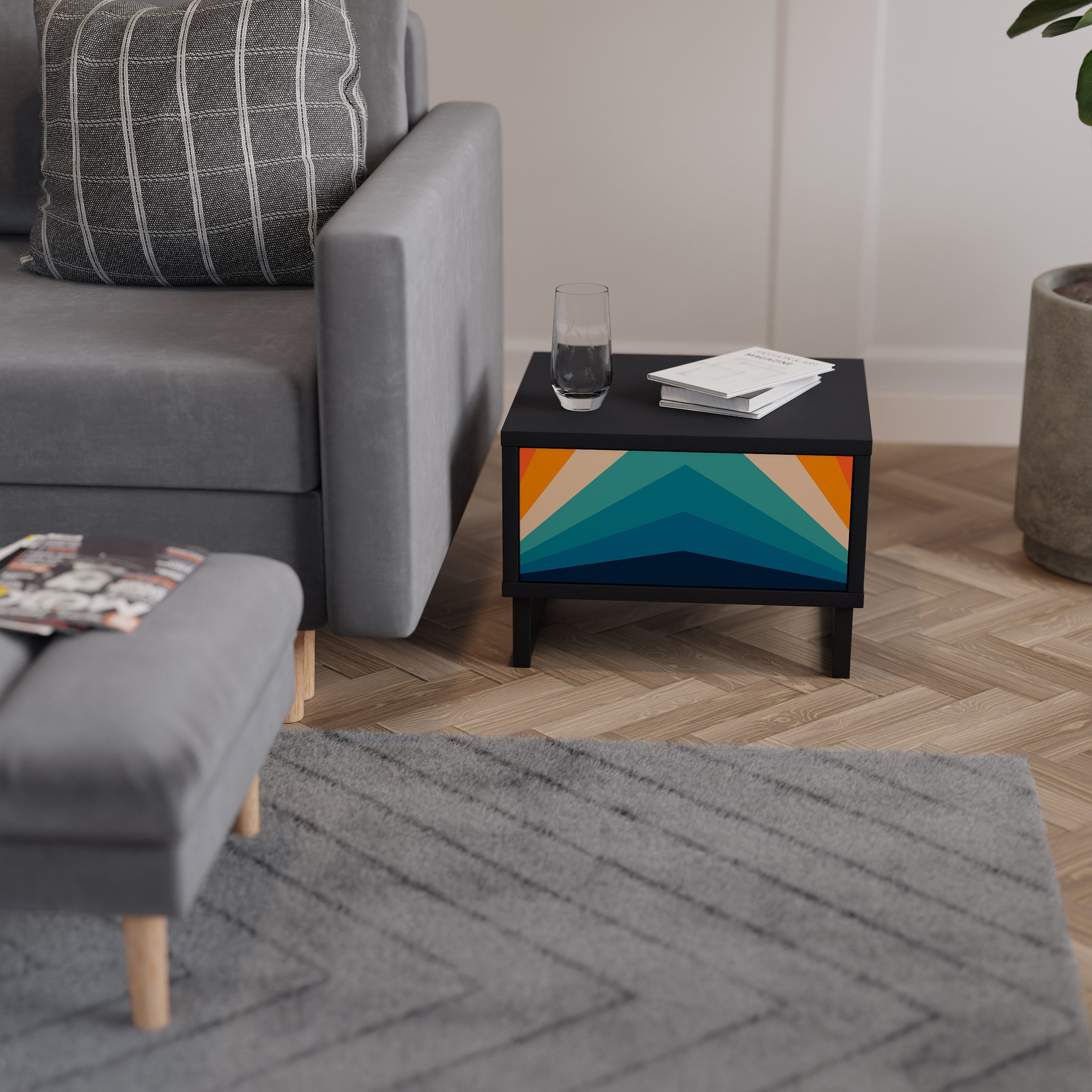 PRISM CONCUSSION Mesa de Cabeceira em Acabamento Preto