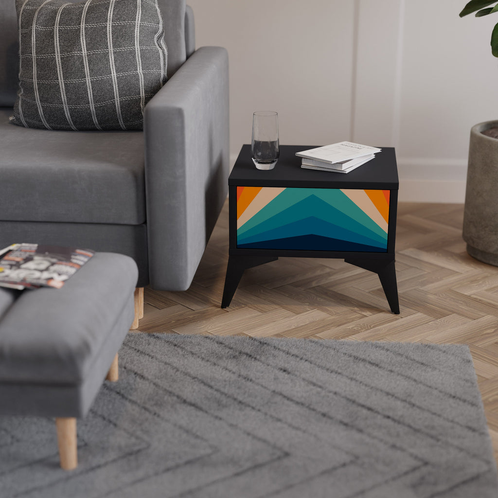 PRISM CONCUSSION Mesa de Cabeceira em Acabamento Preto