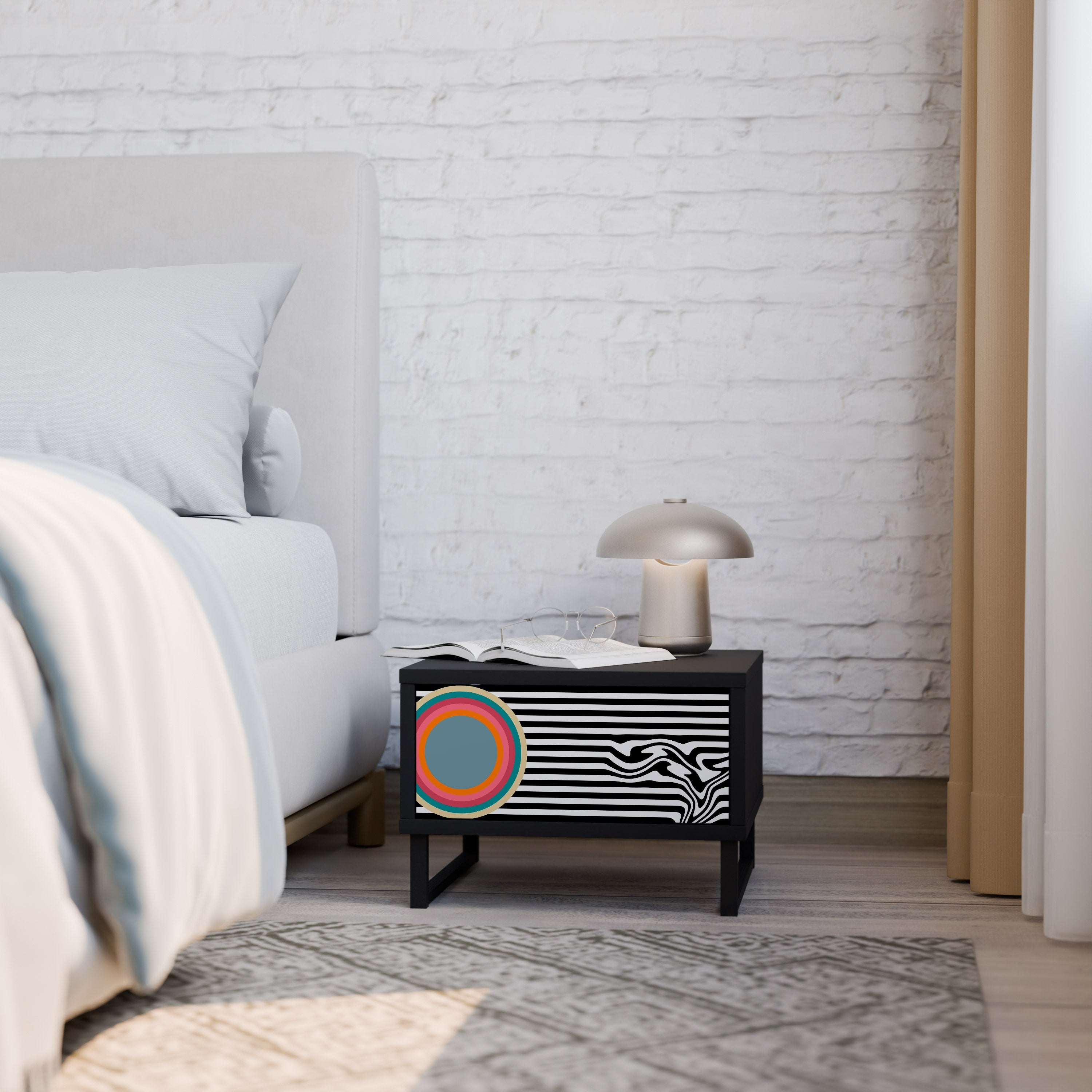 SPECTRA SHOWCASE Mesa de Cabeceira em Acabamento Preto