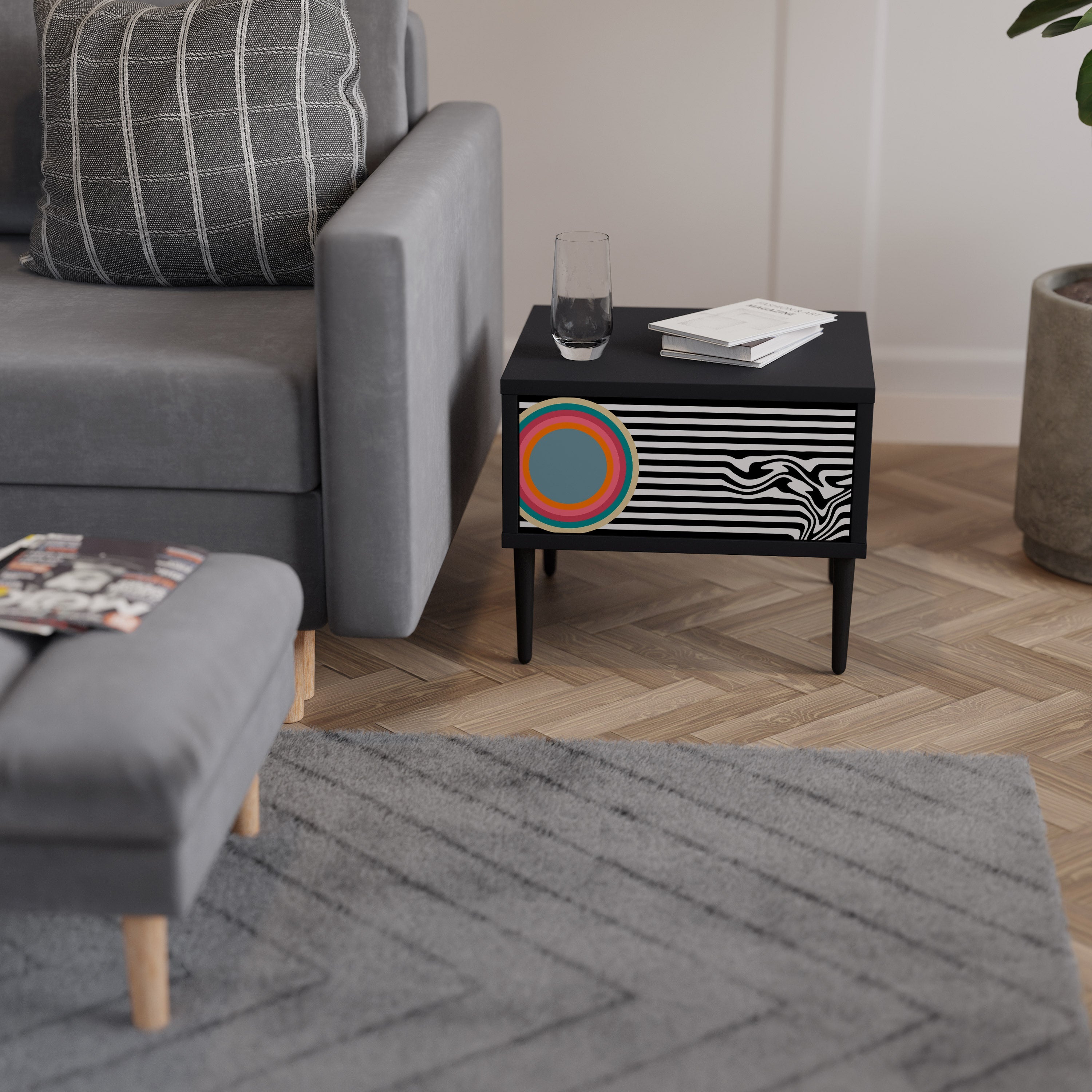 SPECTRA SHOWCASE Mesa de Cabeceira em Acabamento Preto