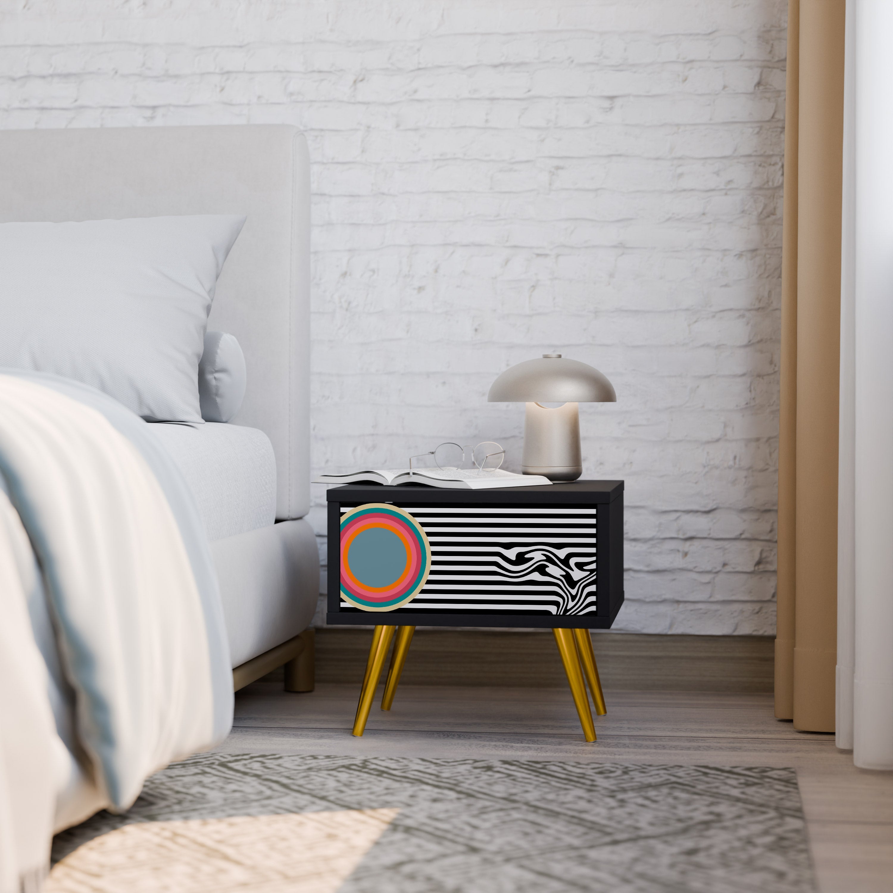 SPECTRA SHOWCASE Mesa de Cabeceira em Acabamento Preto