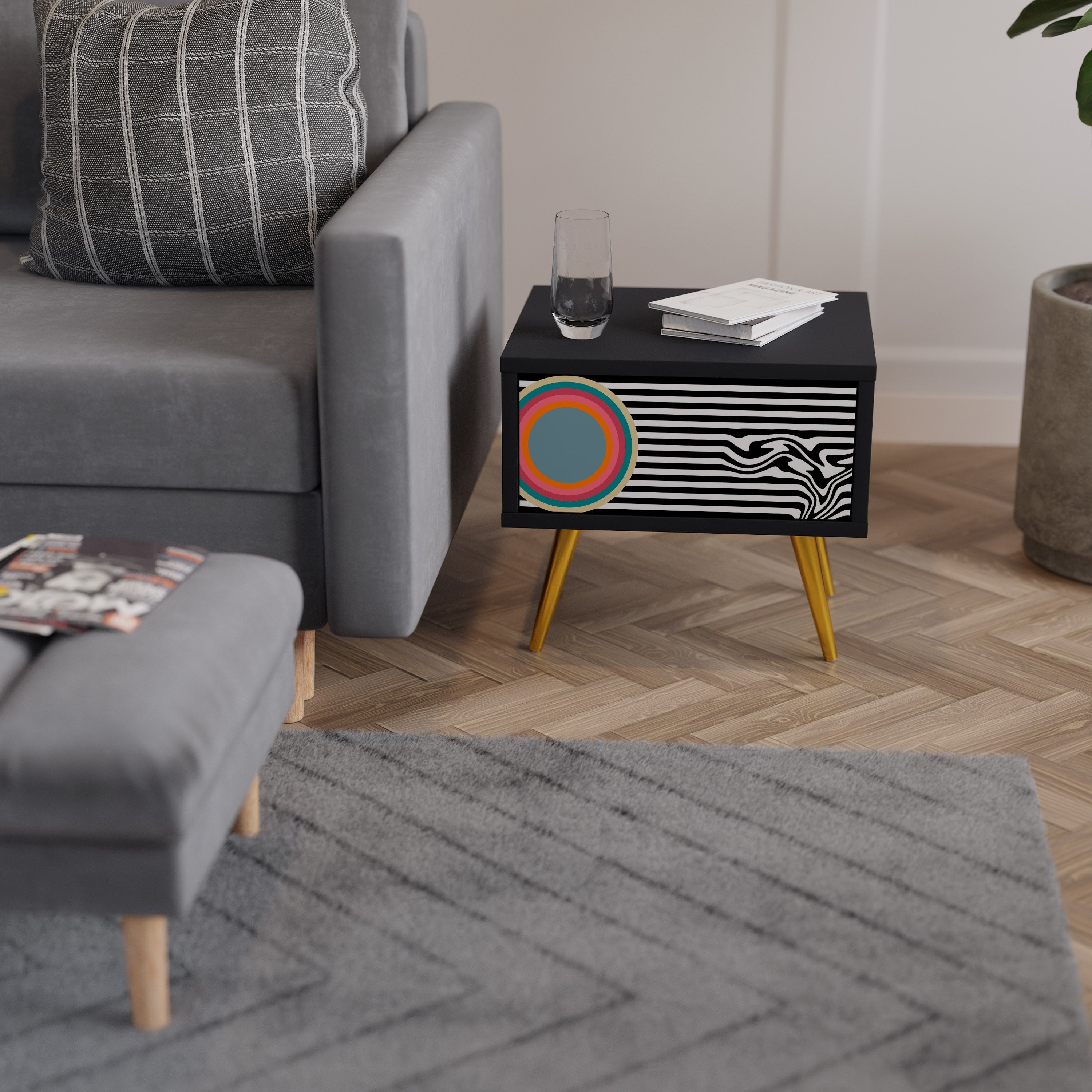 SPECTRA SHOWCASE Mesa de Cabeceira em Acabamento Preto