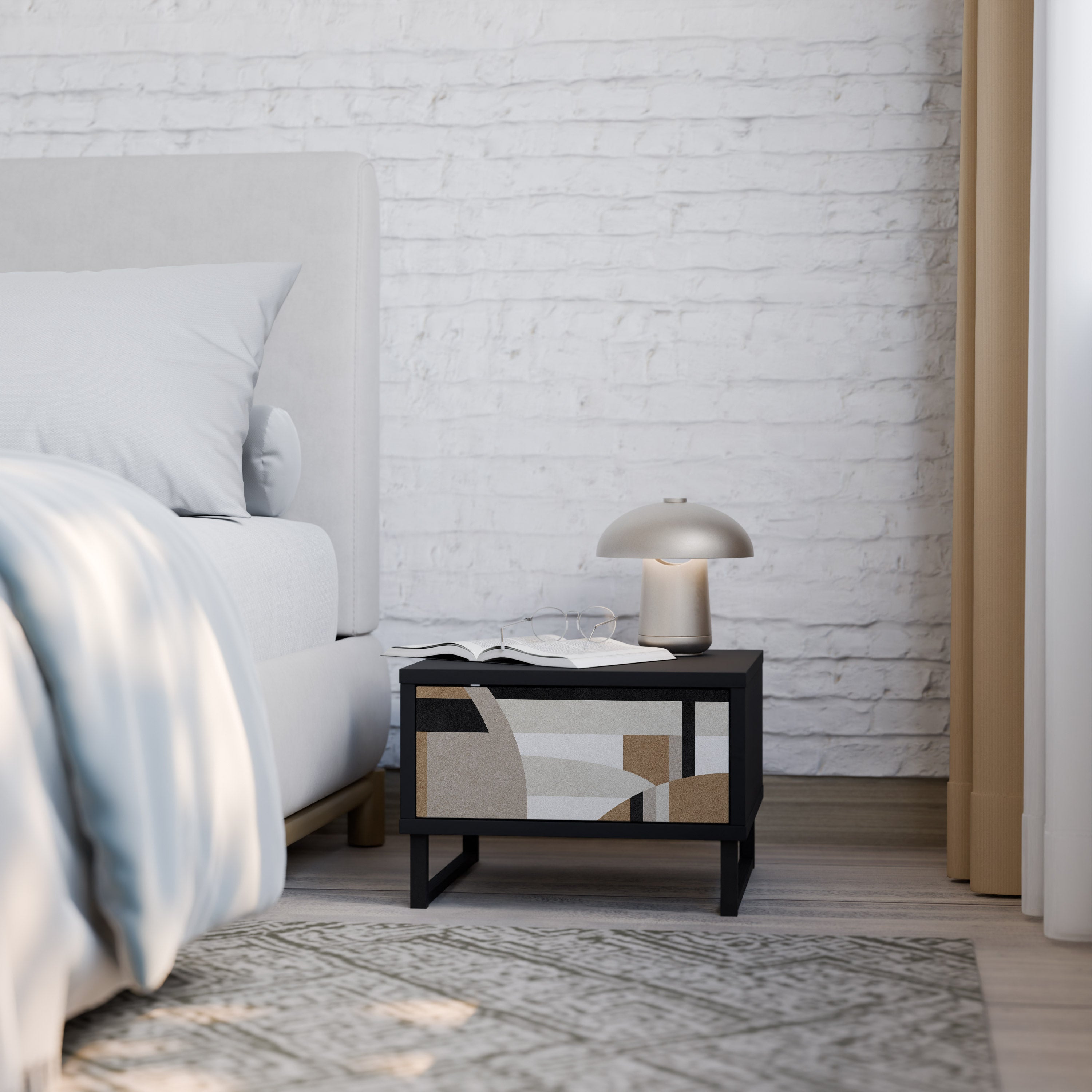 DELICATE MEMENTO Mesa de Cabeceira em Acabamento Preto