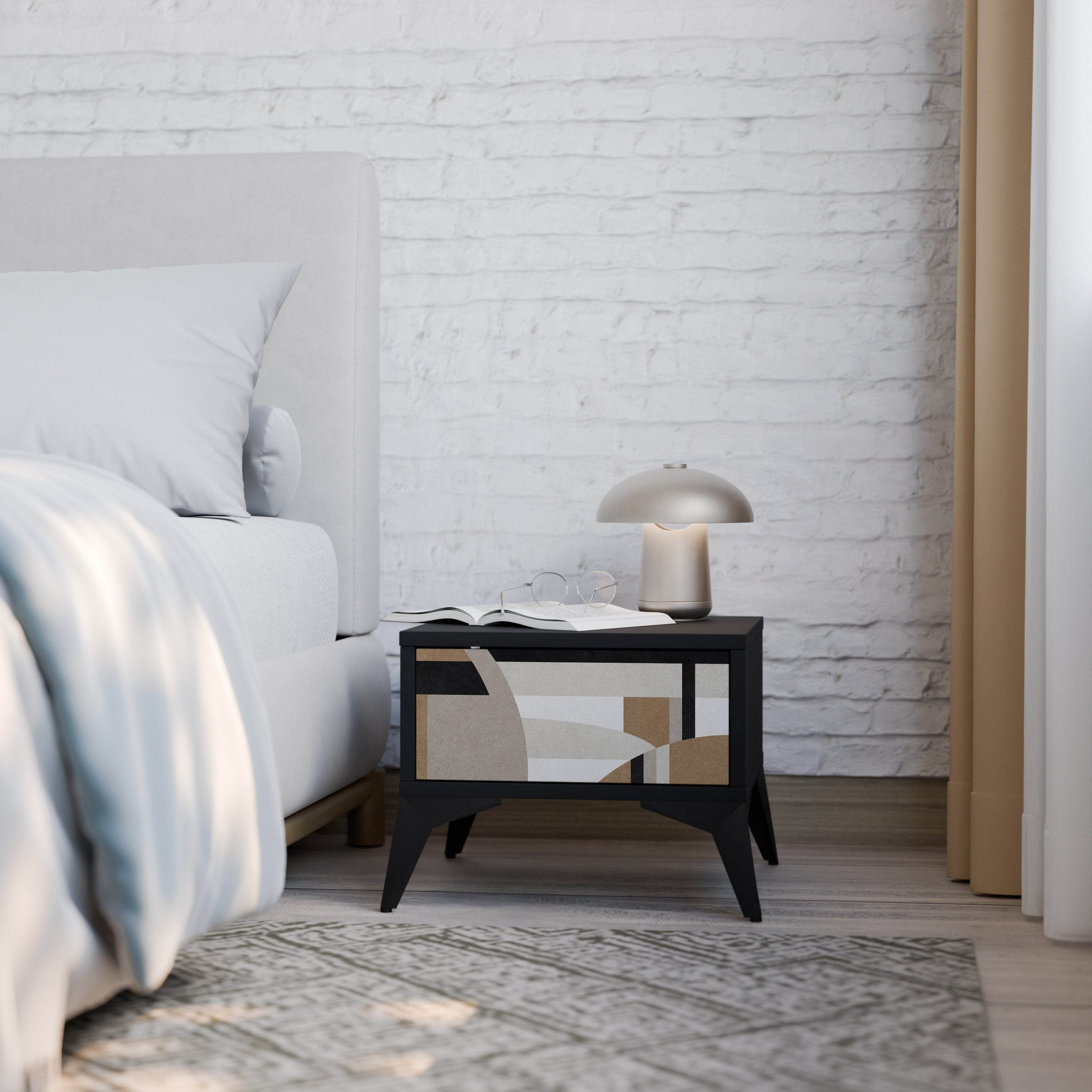 DELICATE MEMENTO Mesa de Cabeceira em Acabamento Preto