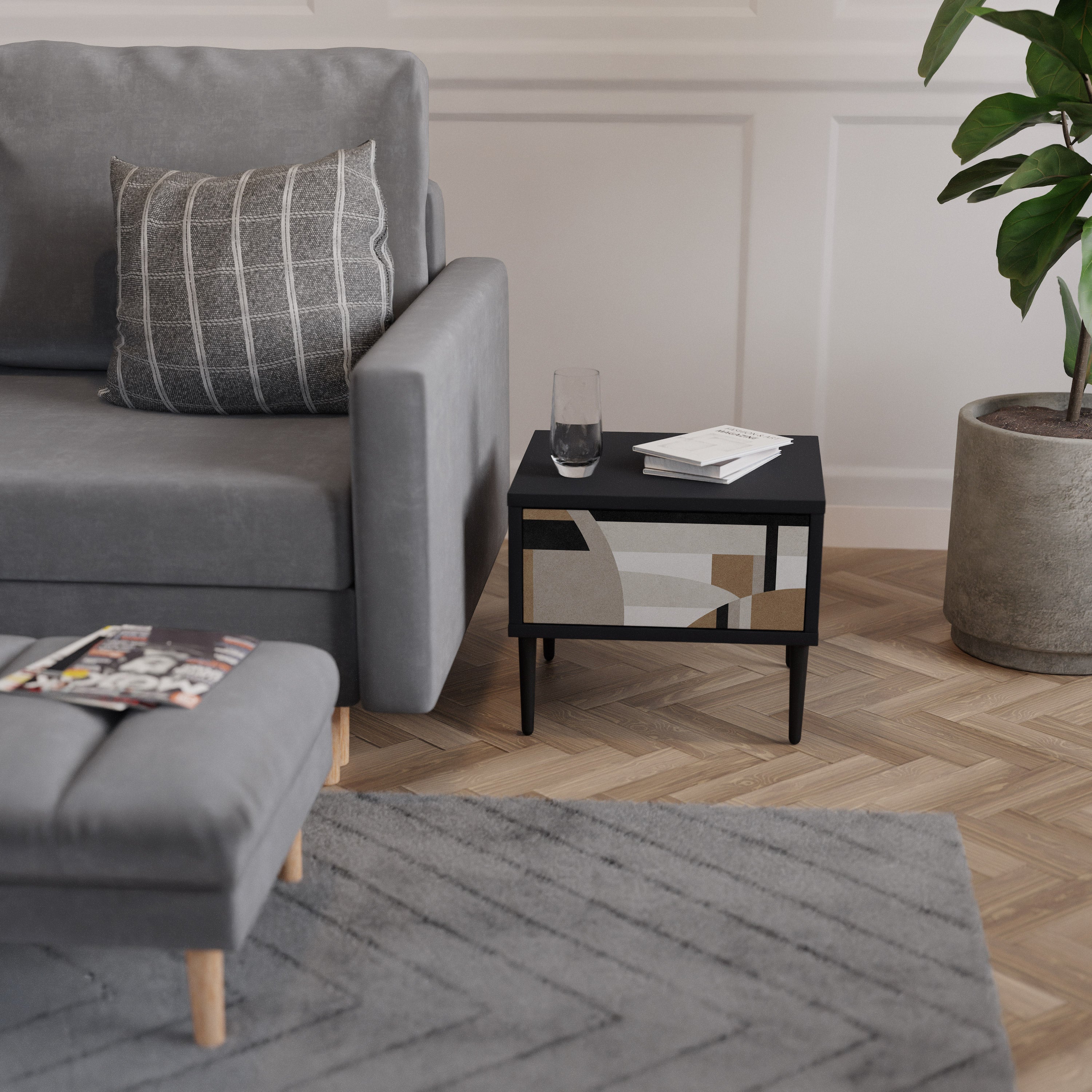 DELICATE MEMENTO Mesa de Cabeceira em Acabamento Preto