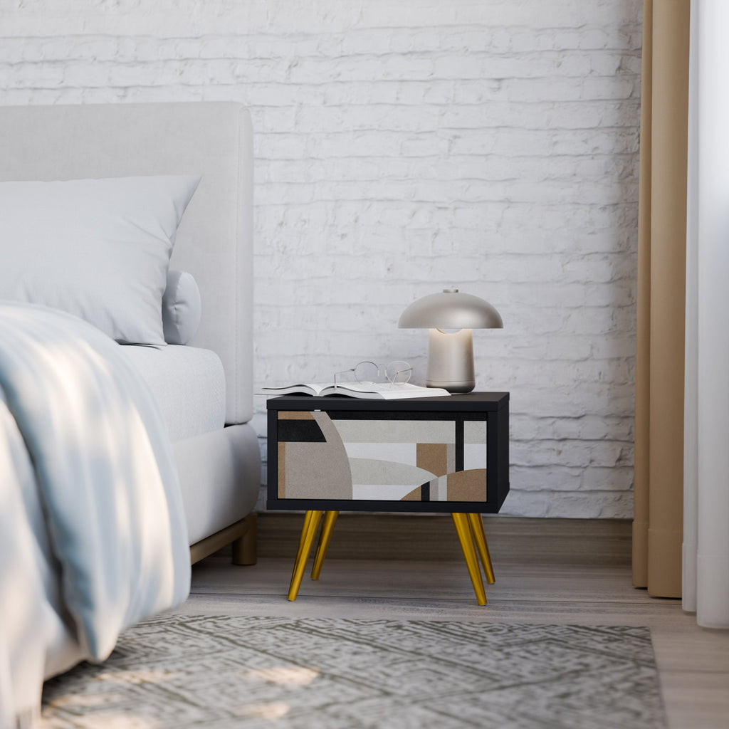 DELICATE MEMENTO Mesa de Cabeceira em Acabamento Preto