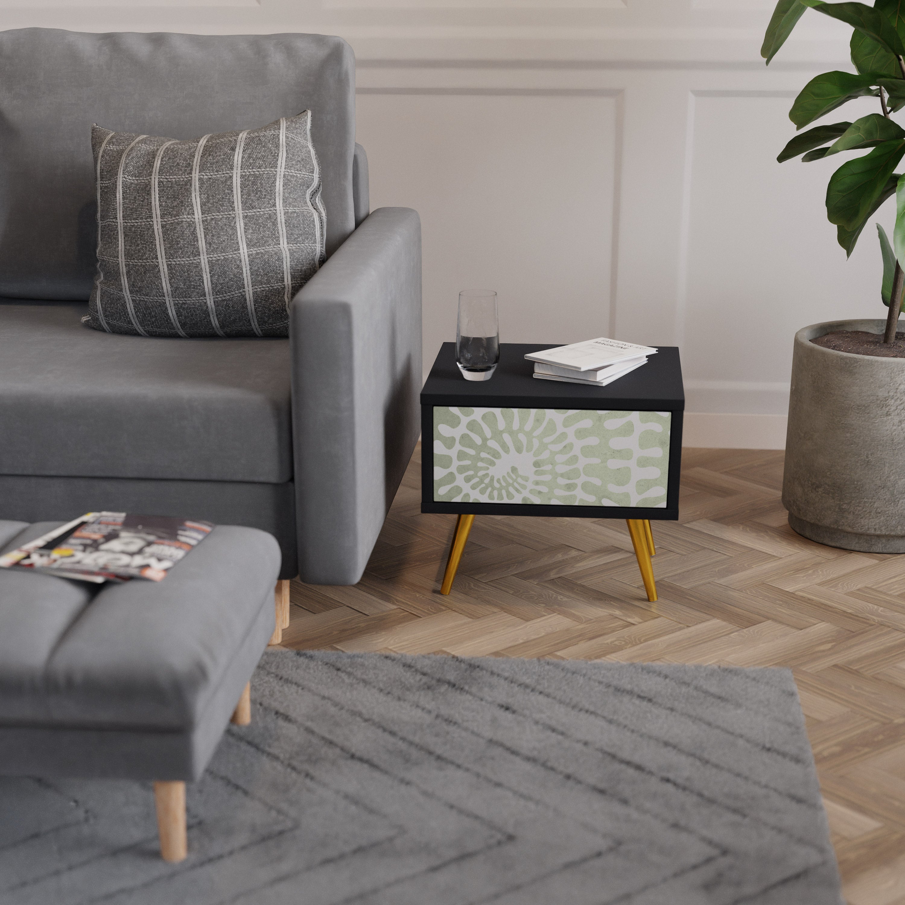 HELIX DANCE Mesa de Cabeceira em Acabamento Preto