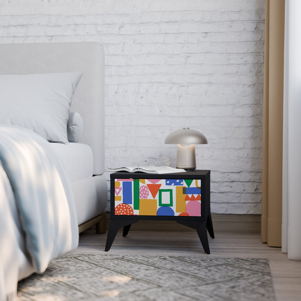 GEOMETRIC GLIMMER Mesa de Cabeceira em Acabamento Preto