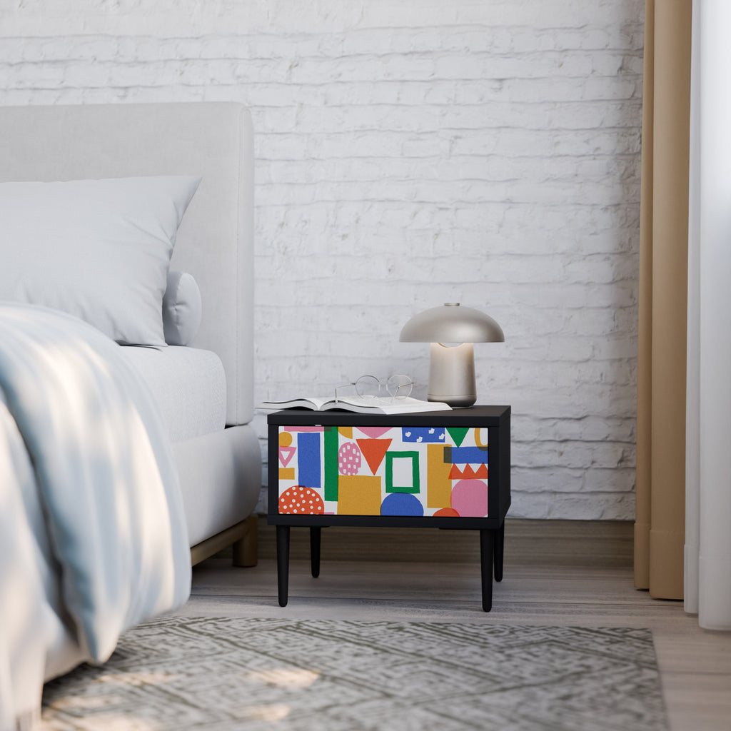 GEOMETRIC GLIMMER Mesa de Cabeceira em Acabamento Preto