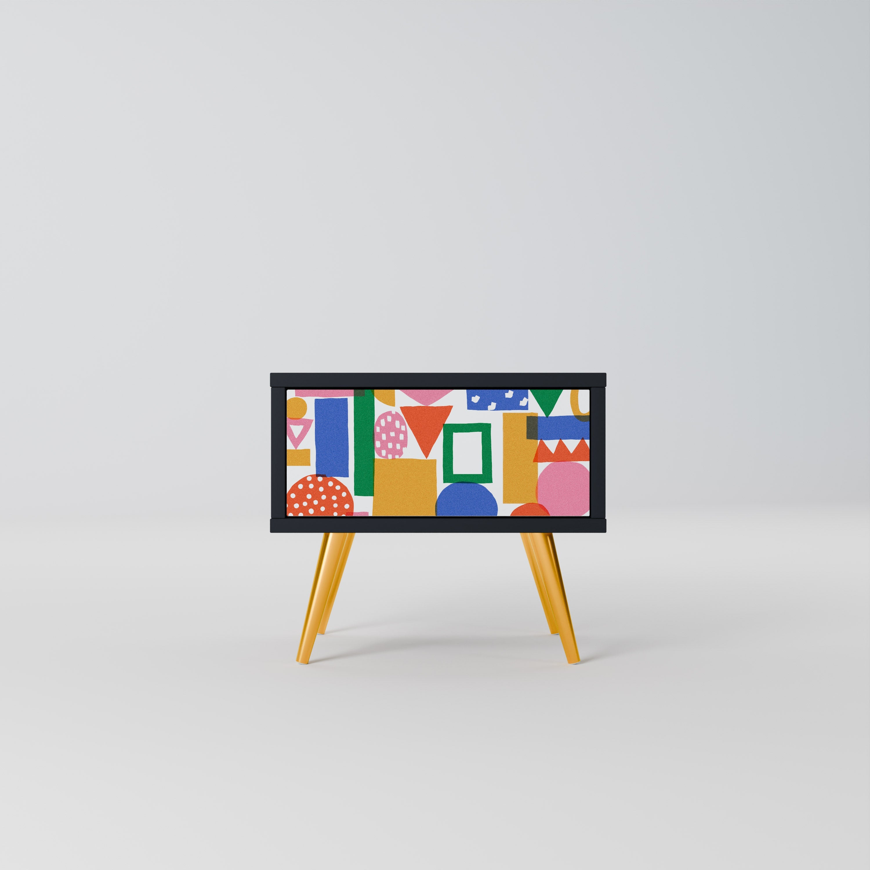 GEOMETRIC GLIMMER Mesa de Cabeceira em Acabamento Preto