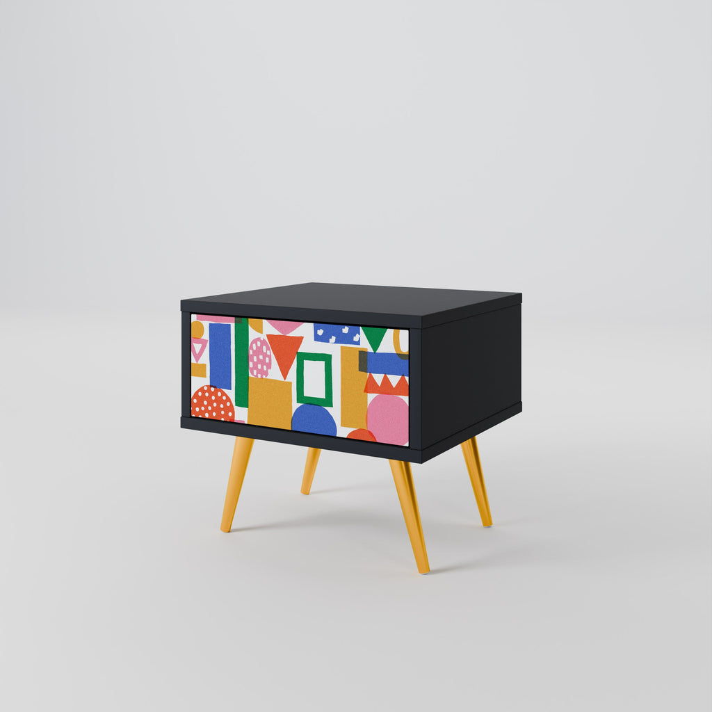 GEOMETRIC GLIMMER Mesa de Cabeceira em Acabamento Preto