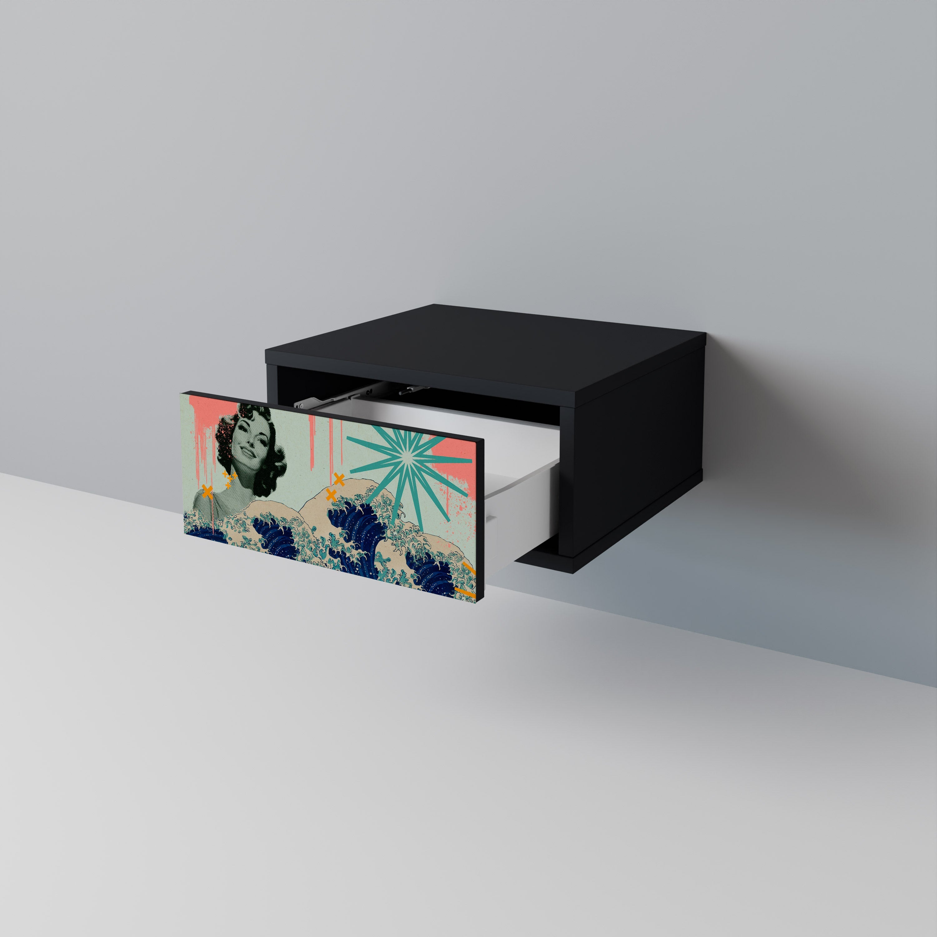 KANAGAWA BEAUTY Mesa de Cabeceira em Acabamento Preto