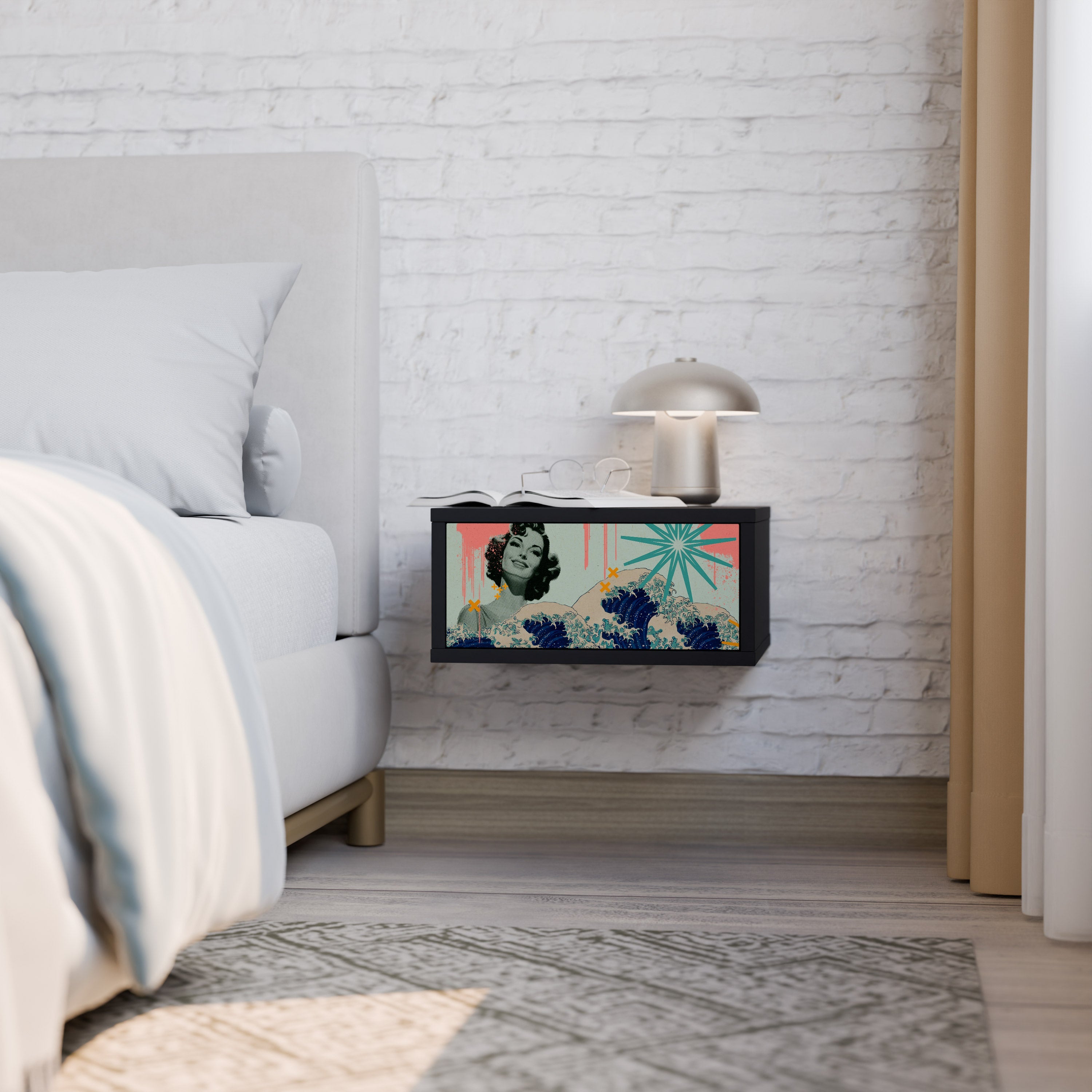 KANAGAWA BEAUTY Mesa de Cabeceira em Acabamento Preto