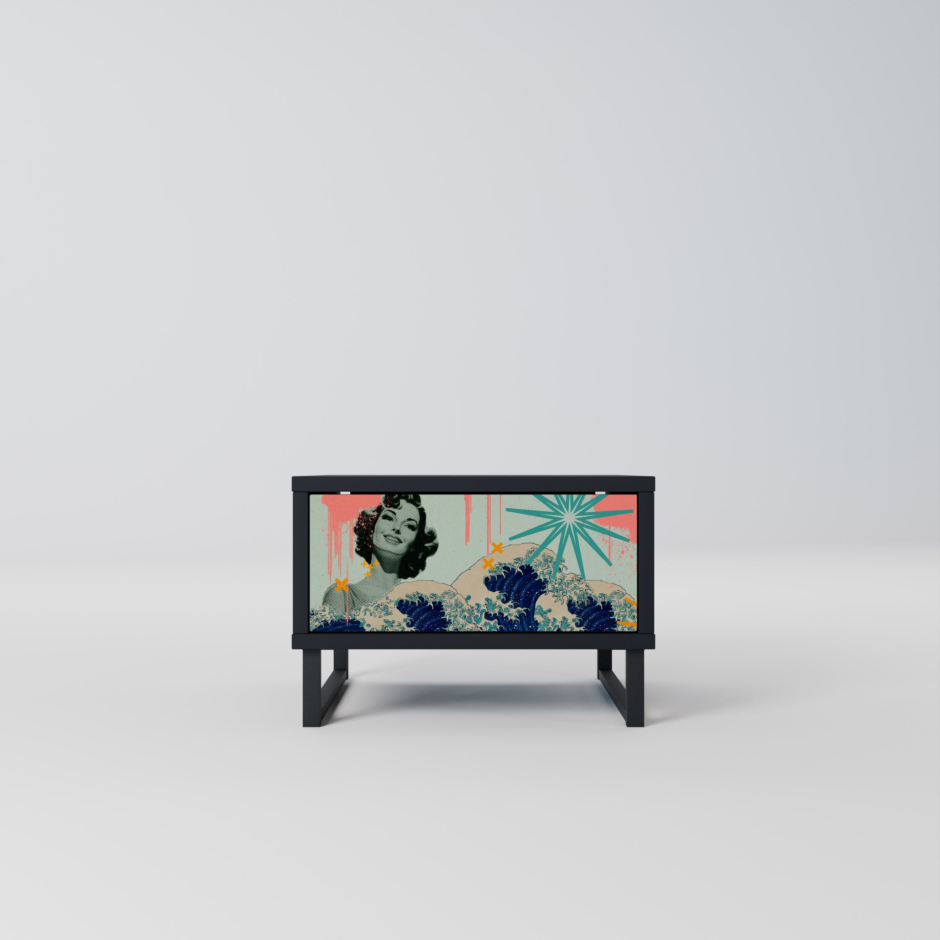 KANAGAWA BEAUTY Mesa de Cabeceira em Acabamento Preto