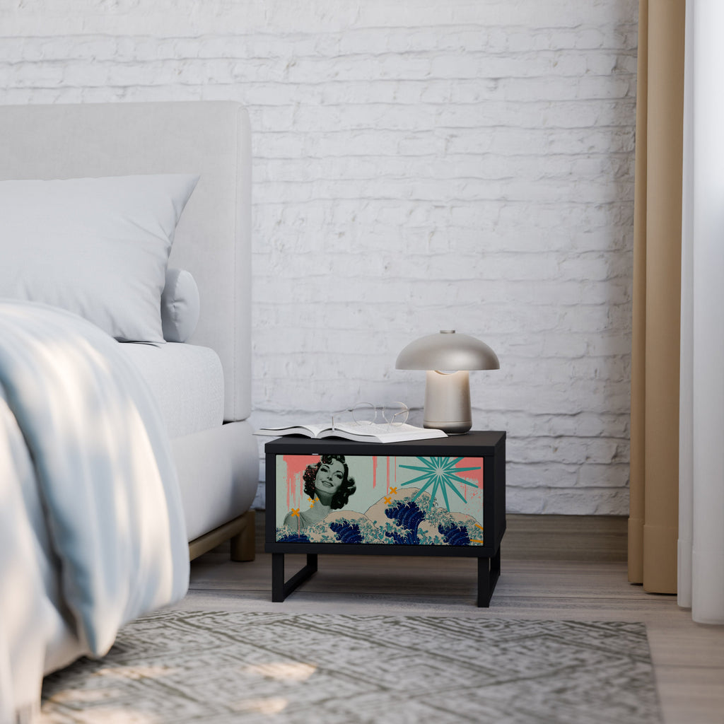 KANAGAWA BEAUTY Mesa de Cabeceira em Acabamento Preto