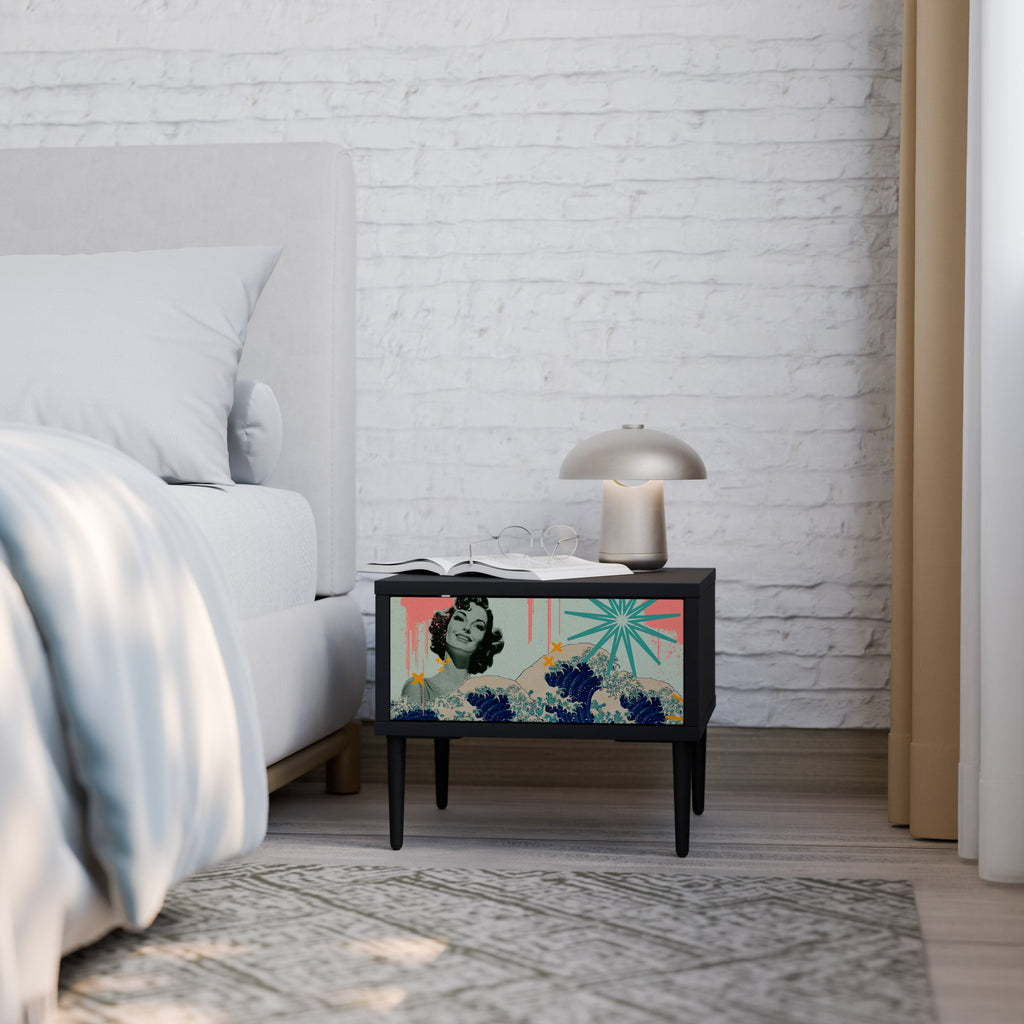 KANAGAWA BEAUTY Mesa de Cabeceira em Acabamento Preto