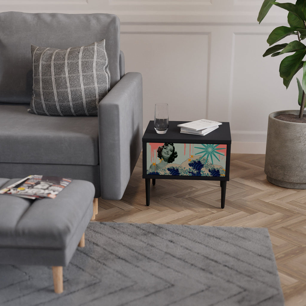 KANAGAWA BEAUTY Mesa de Cabeceira em Acabamento Preto